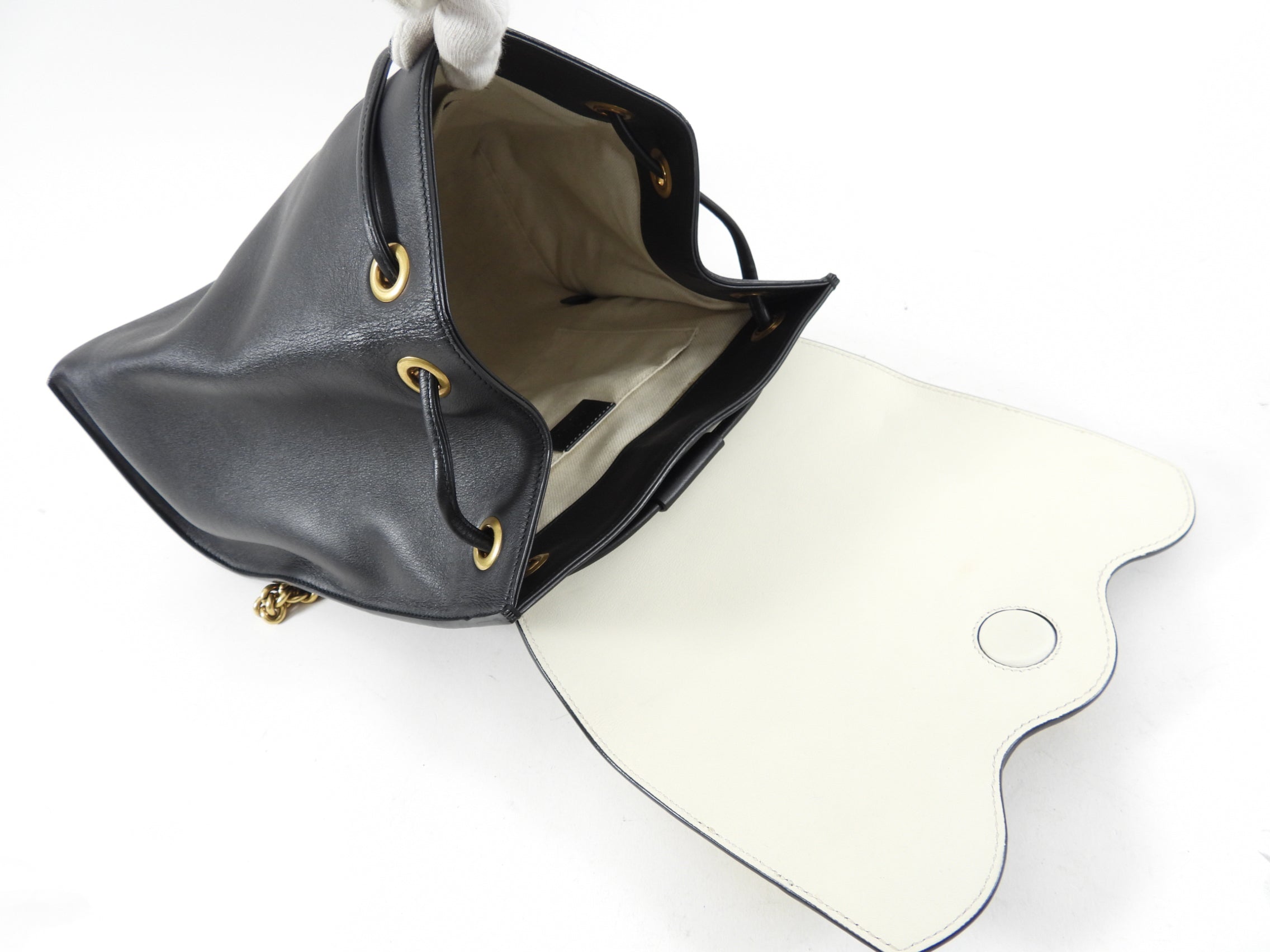 Gucci Malin Backpack Green, Ivory, Black with Tiger Head