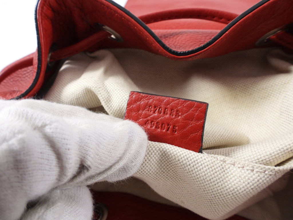 Gucci Red Leather Bamboo Handle Tassel Small Backpack