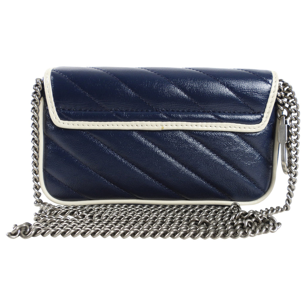 Gucci Navy Torchon Leather Super Mini Crossbody Bag