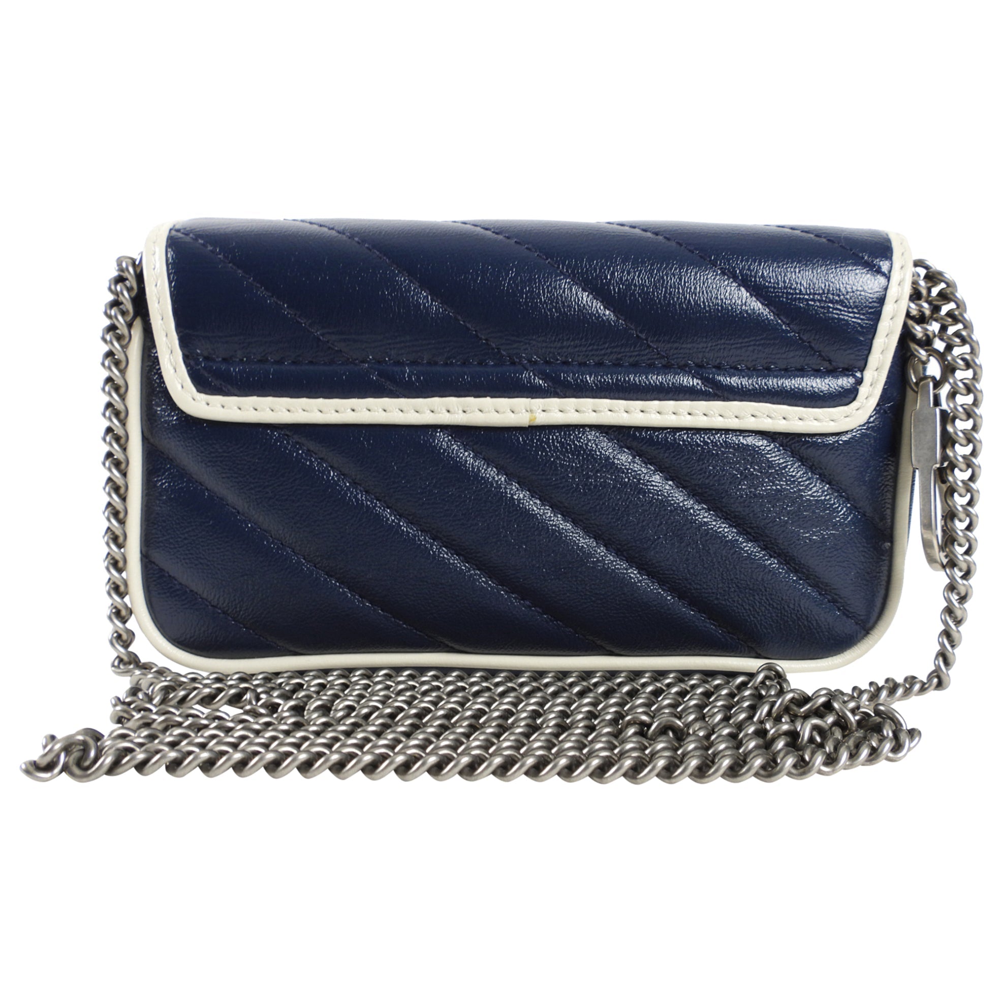 Gucci Navy Torchon Leather Super Mini Crossbody Bag