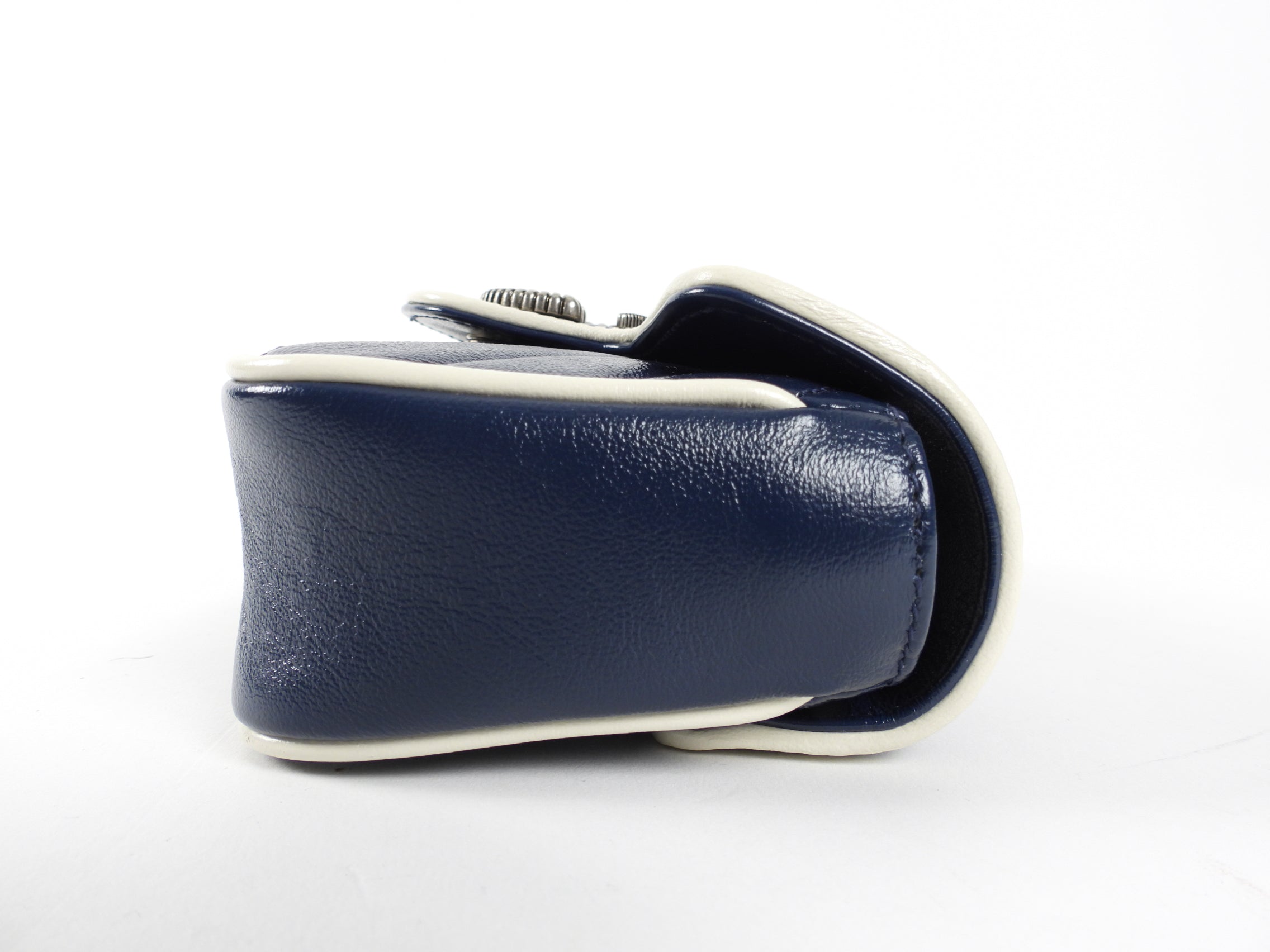 Gucci Navy Torchon Leather Super Mini Crossbody Bag