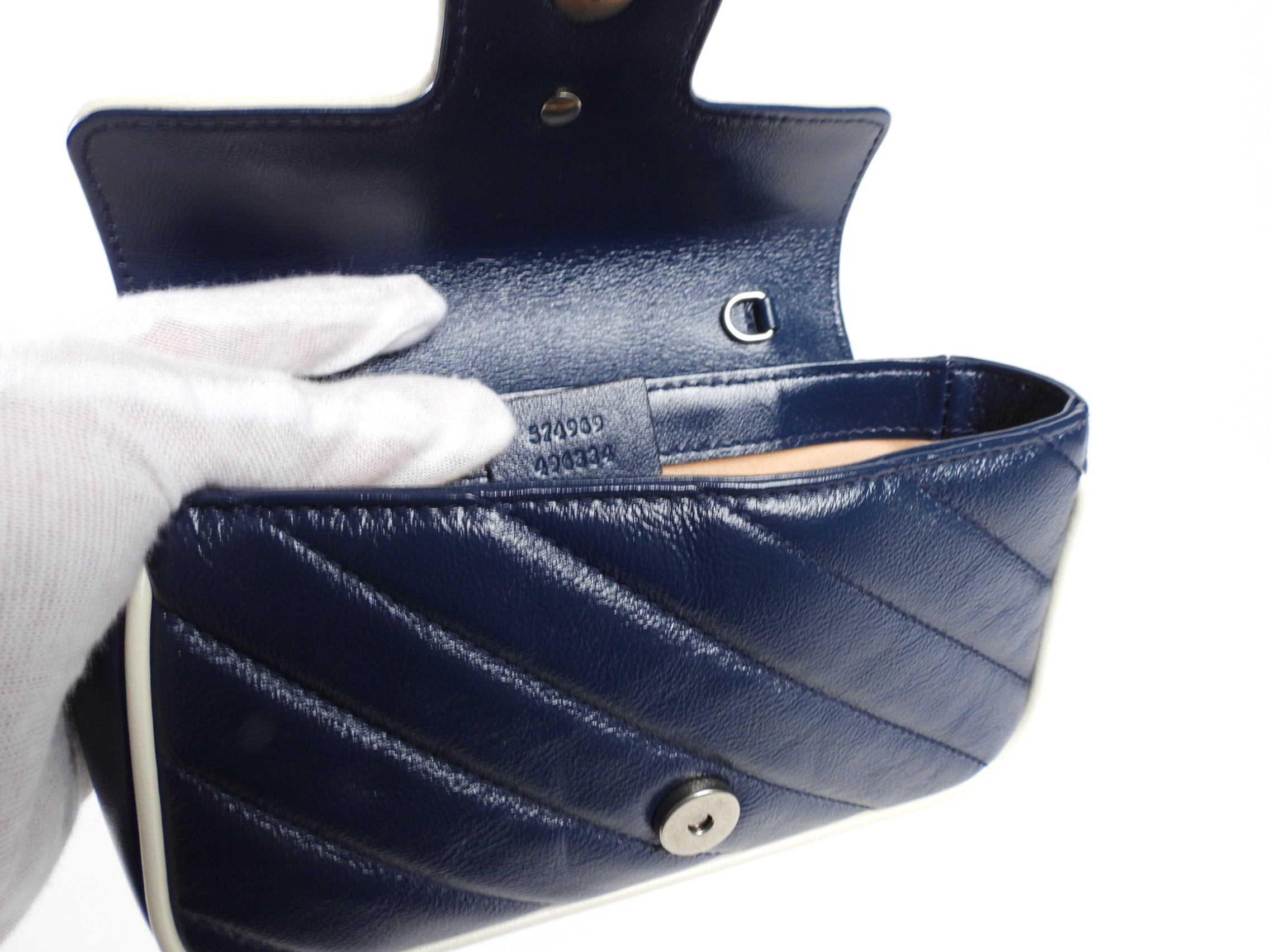 Gucci Navy Torchon Leather Super Mini Crossbody Bag