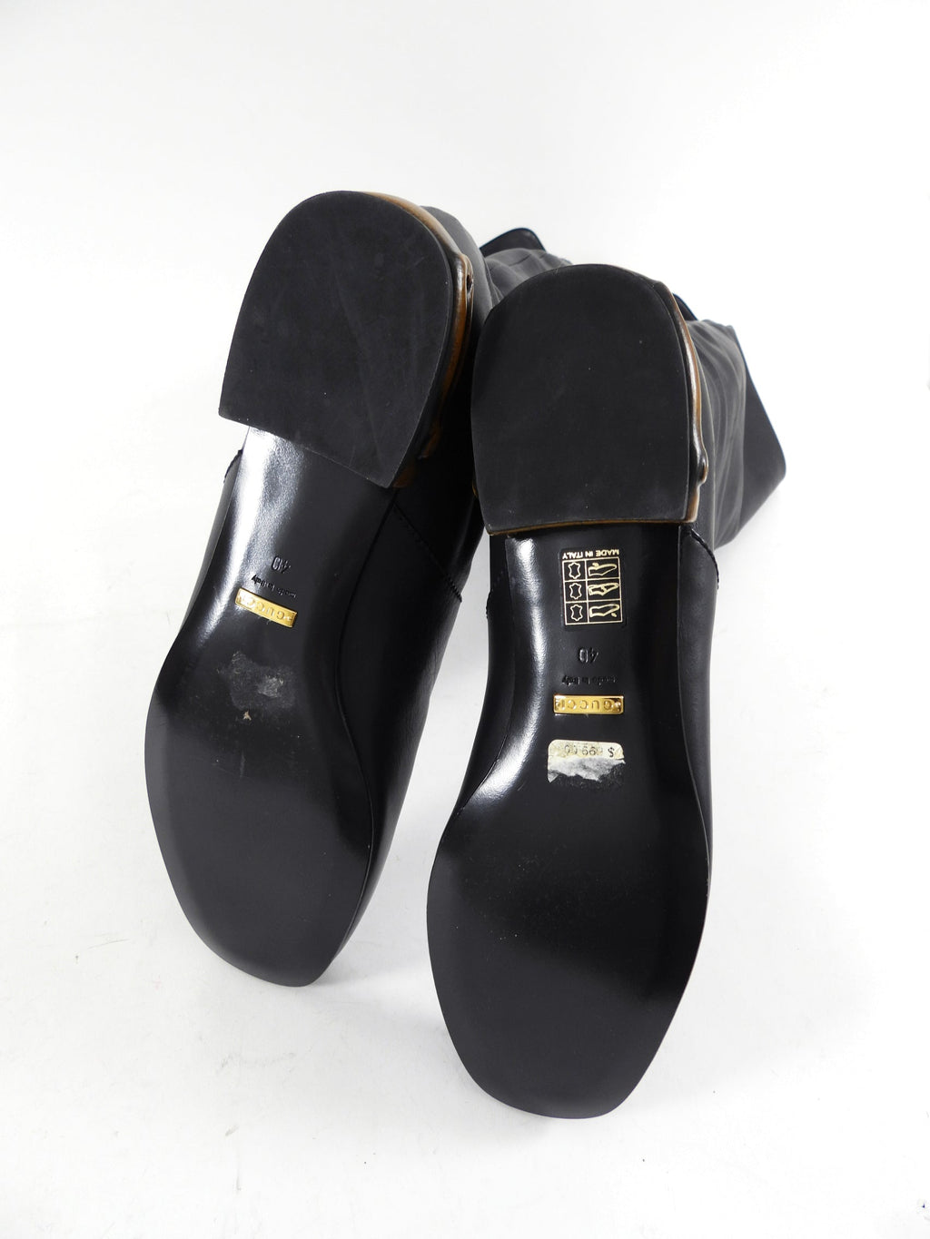 Gucci Black Leather Tall Boots with Bamboo Heel - 40