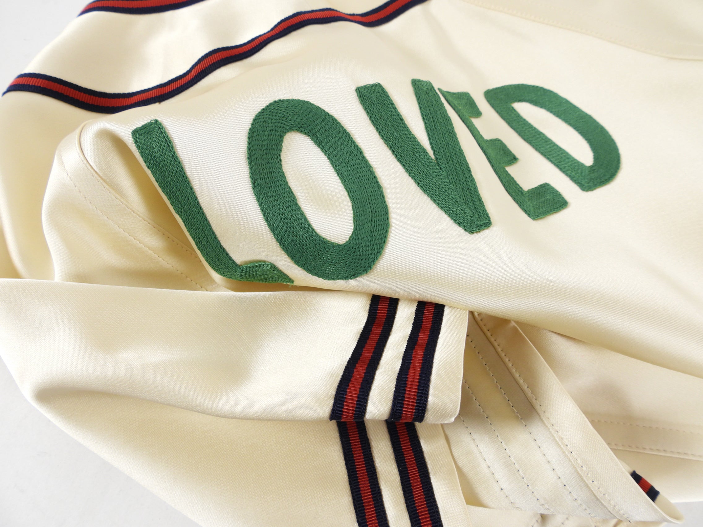Gucci Ivory Satin Loved Baseball Jersey Pants Suit - XS /0/ 2