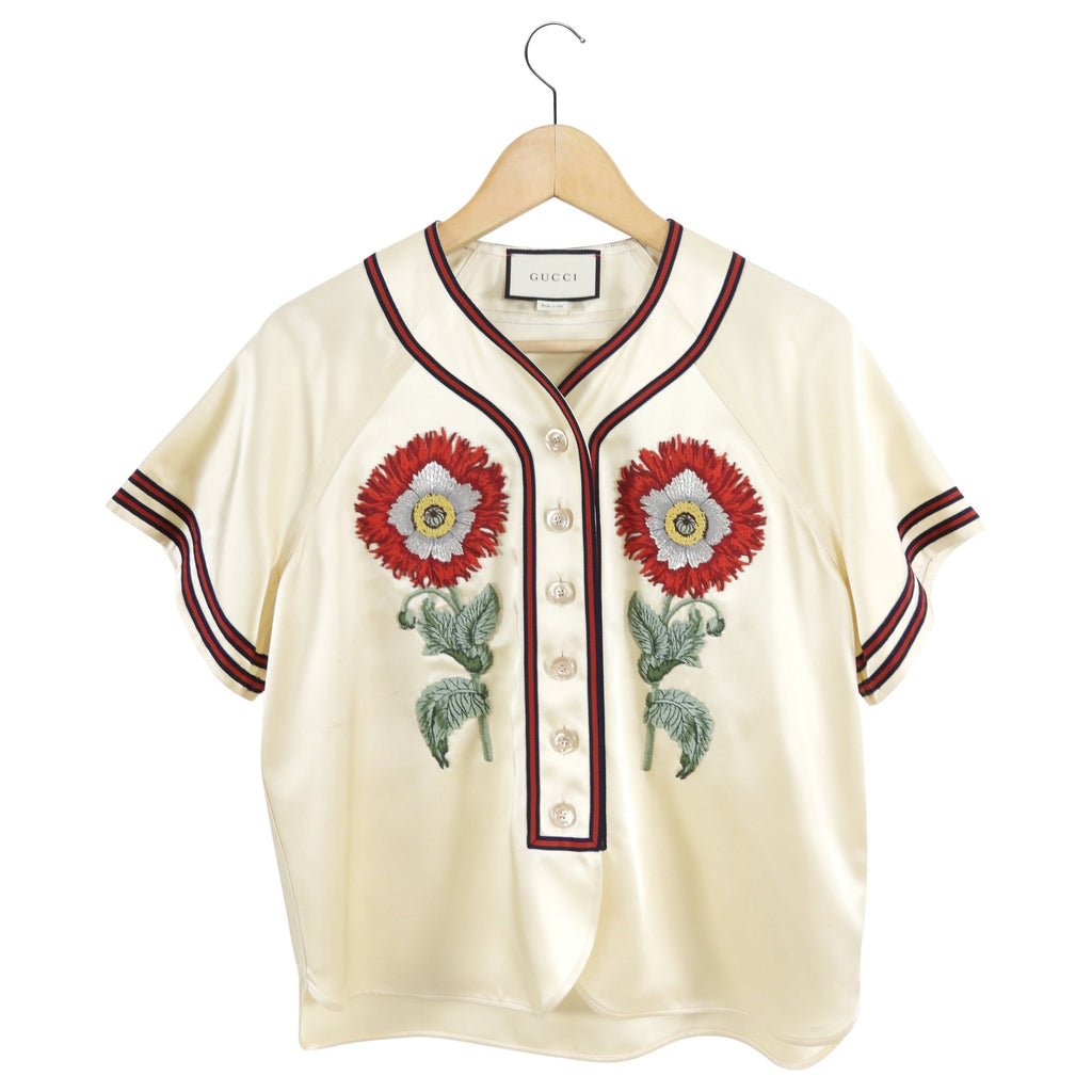 Gucci Ivory Satin Loved Baseball Jersey Pants Suit - XS /0/ 2