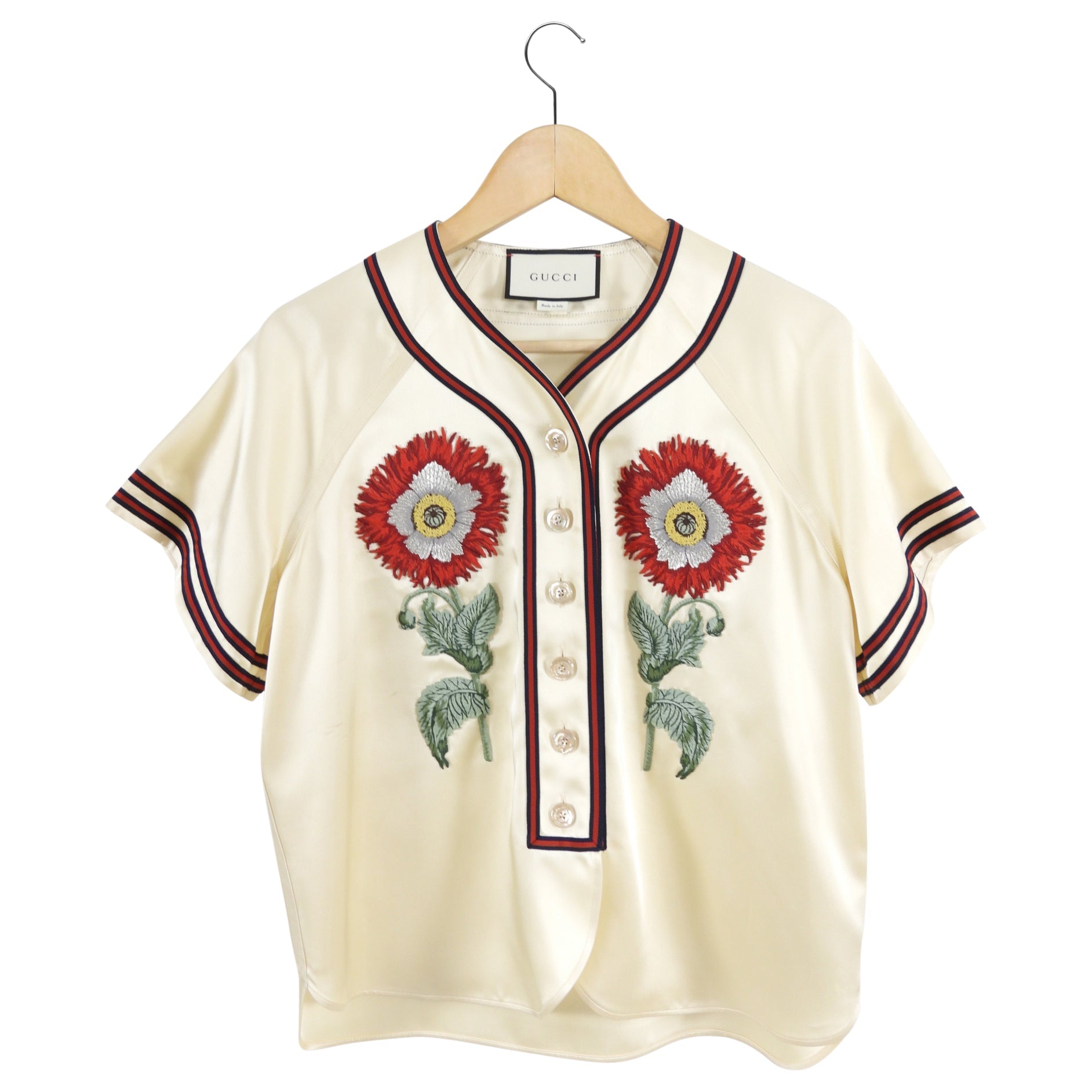 Gucci Ivory Satin Loved Baseball Jersey Pants Suit - XS /0/ 2