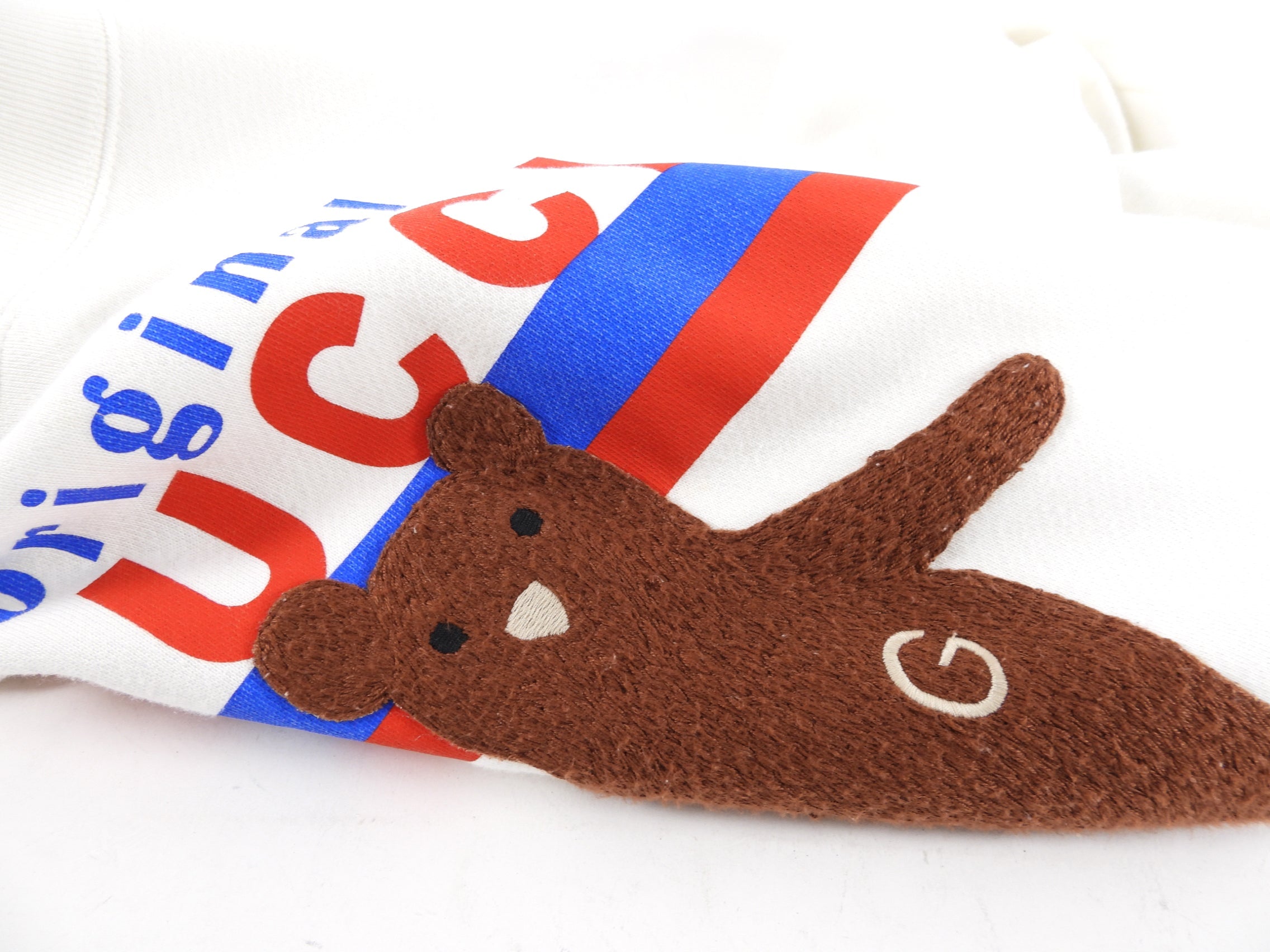 Gucci White Logo Sweatshirt with Teddy Bear