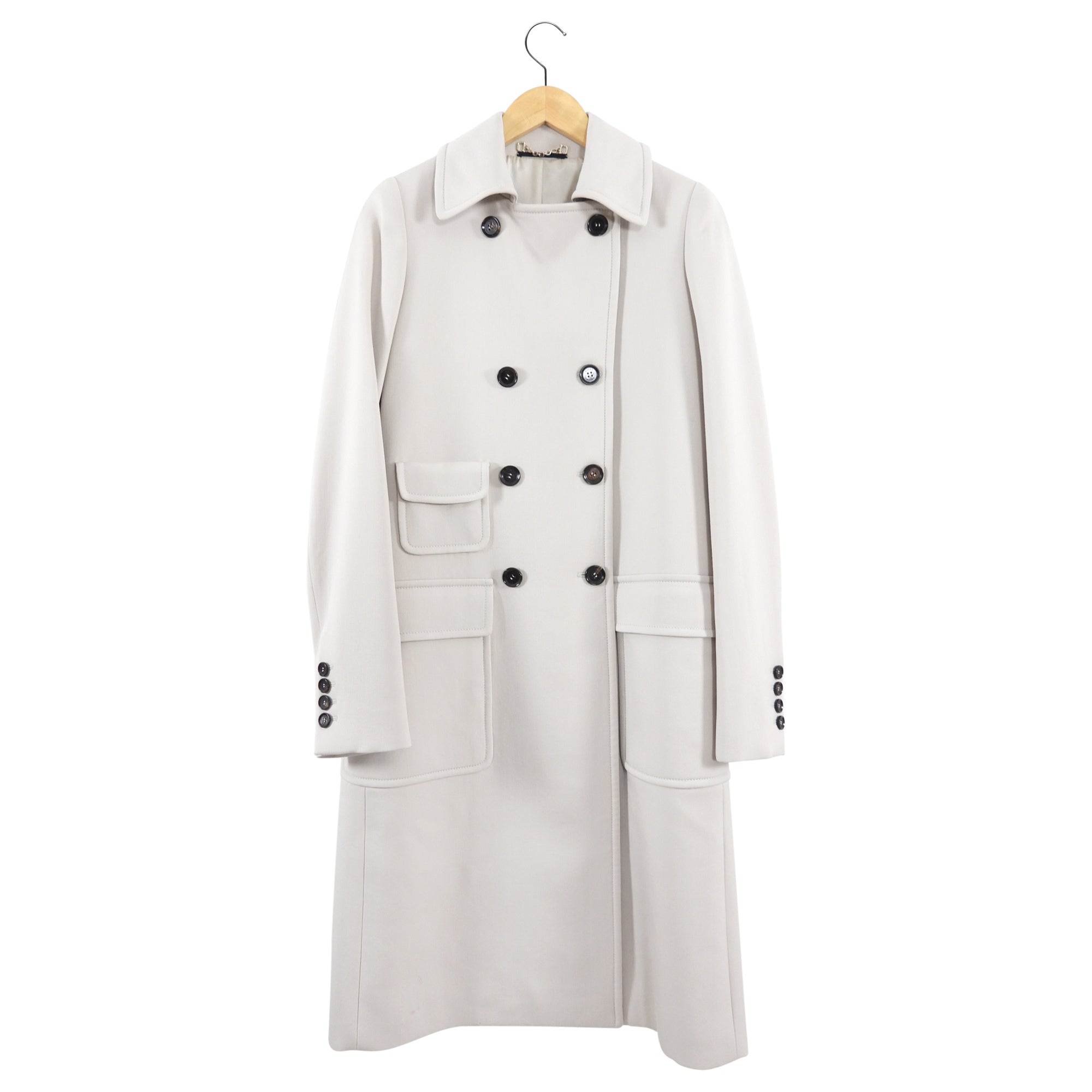 Gucci Light Beige Wool Long Coat - IT42 / USA 6