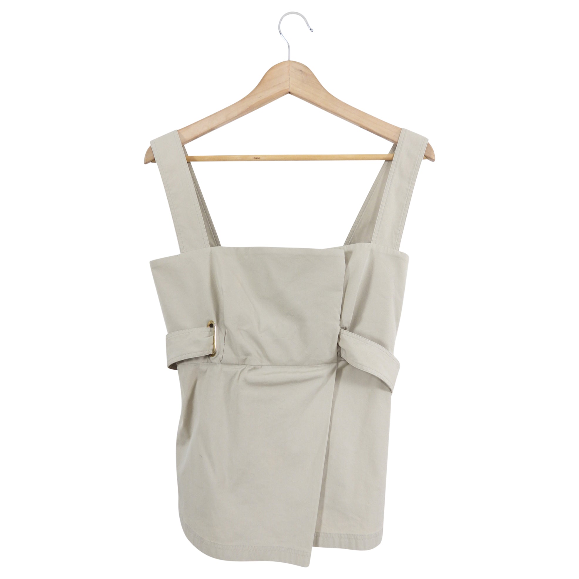 Gucci Beige Cotton Sleeveless Top with Sash Belt - IT40 / USA 4