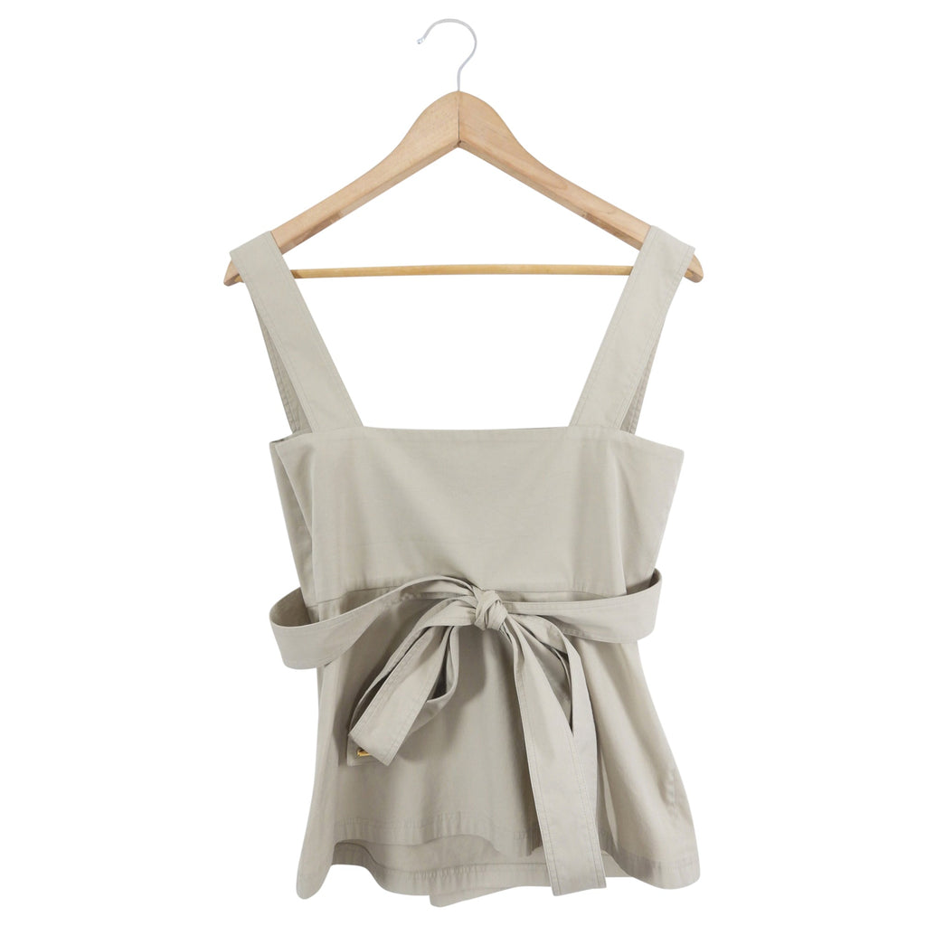 Gucci Beige Cotton Sleeveless Top with Sash Belt - IT40 / USA 4
