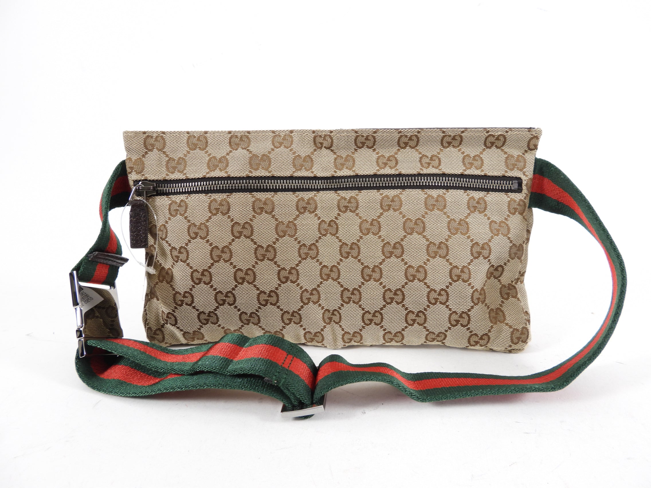 Gucci Brown Monogram Canvas and Leather Web Belt Bag