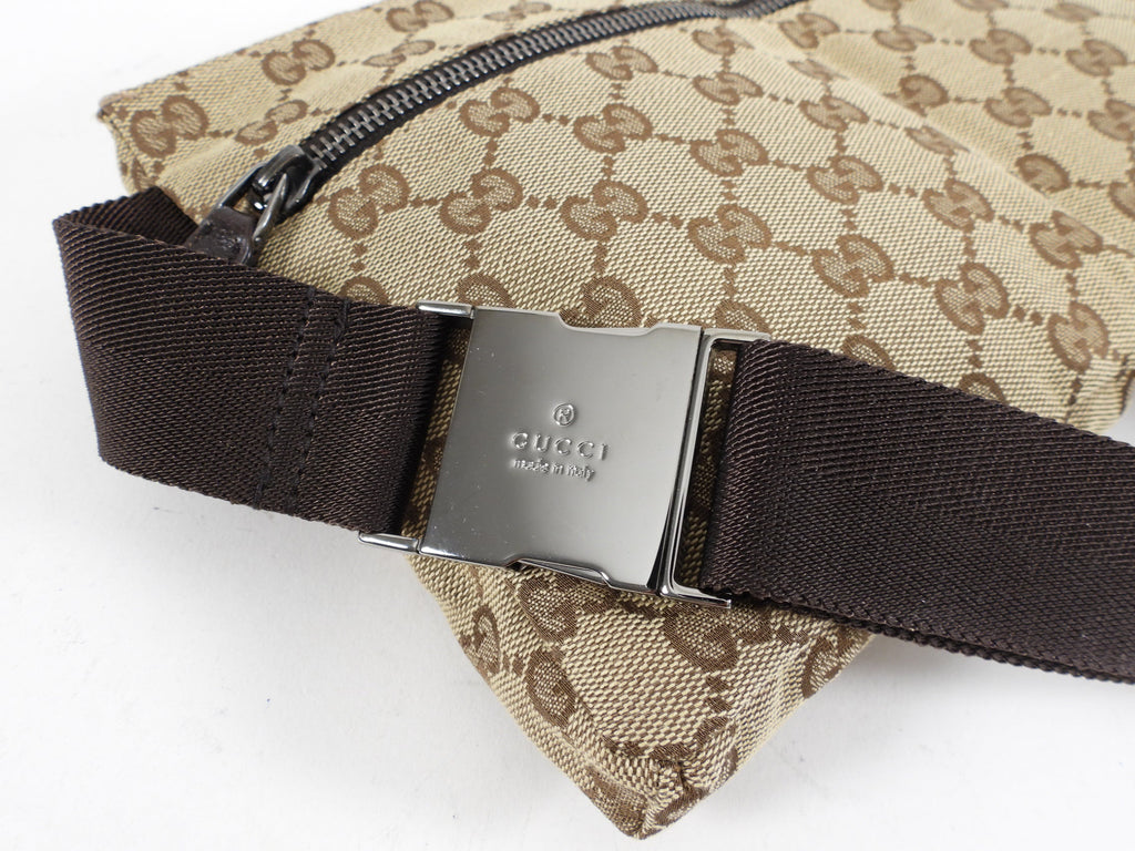 Gucci Brown Monogram Canvas and Leather Belt Bag.