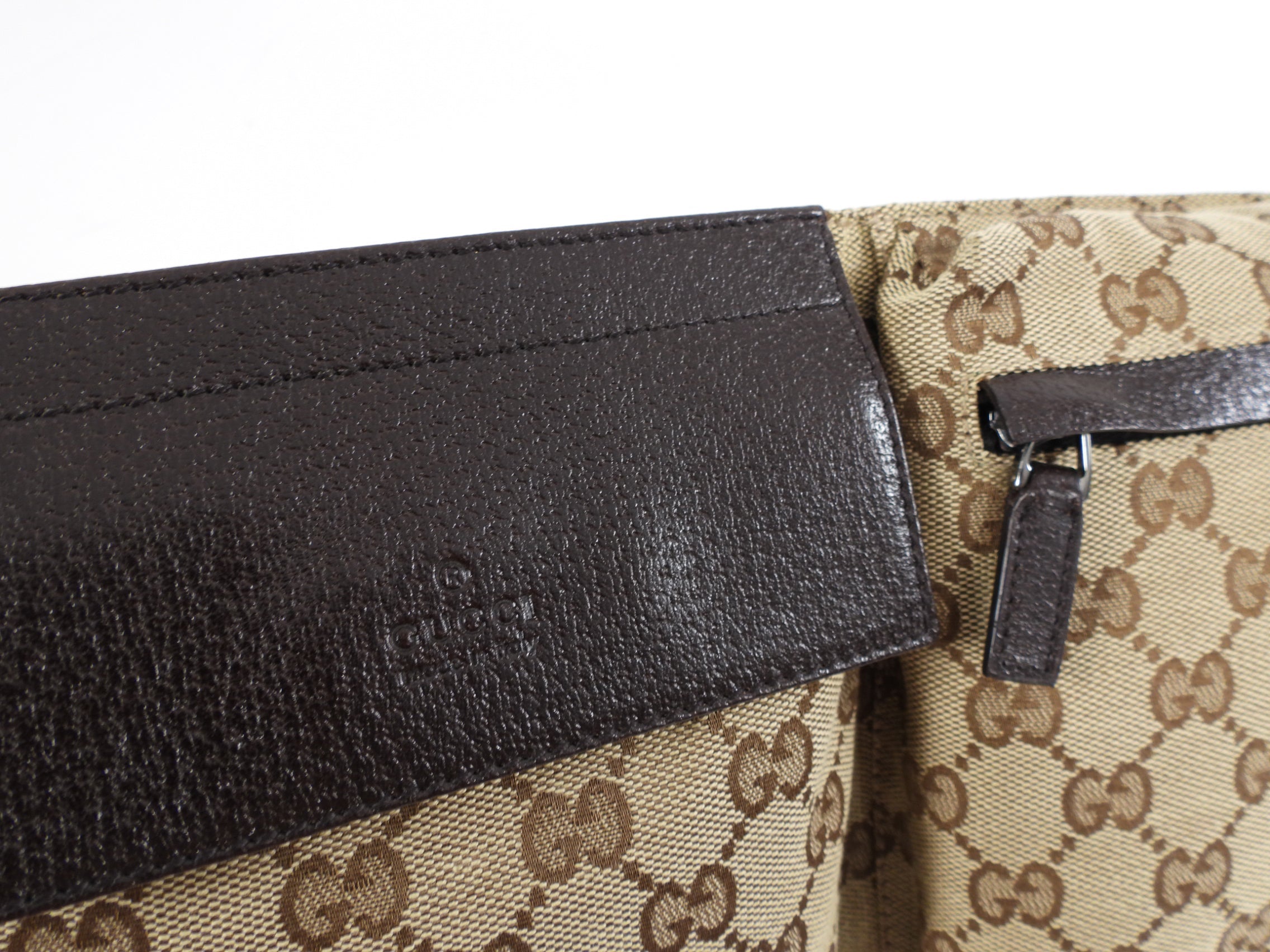 Gucci Brown Monogram Canvas and Leather Belt Bag.