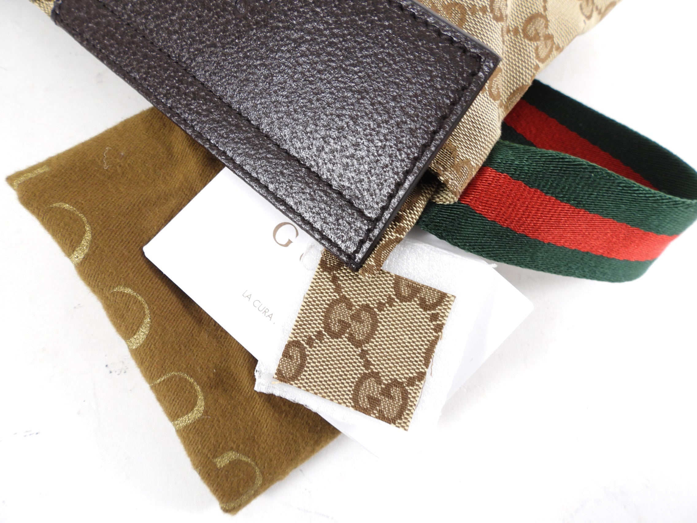 Gucci Brown Monogram Canvas and Leather Web Belt Bag