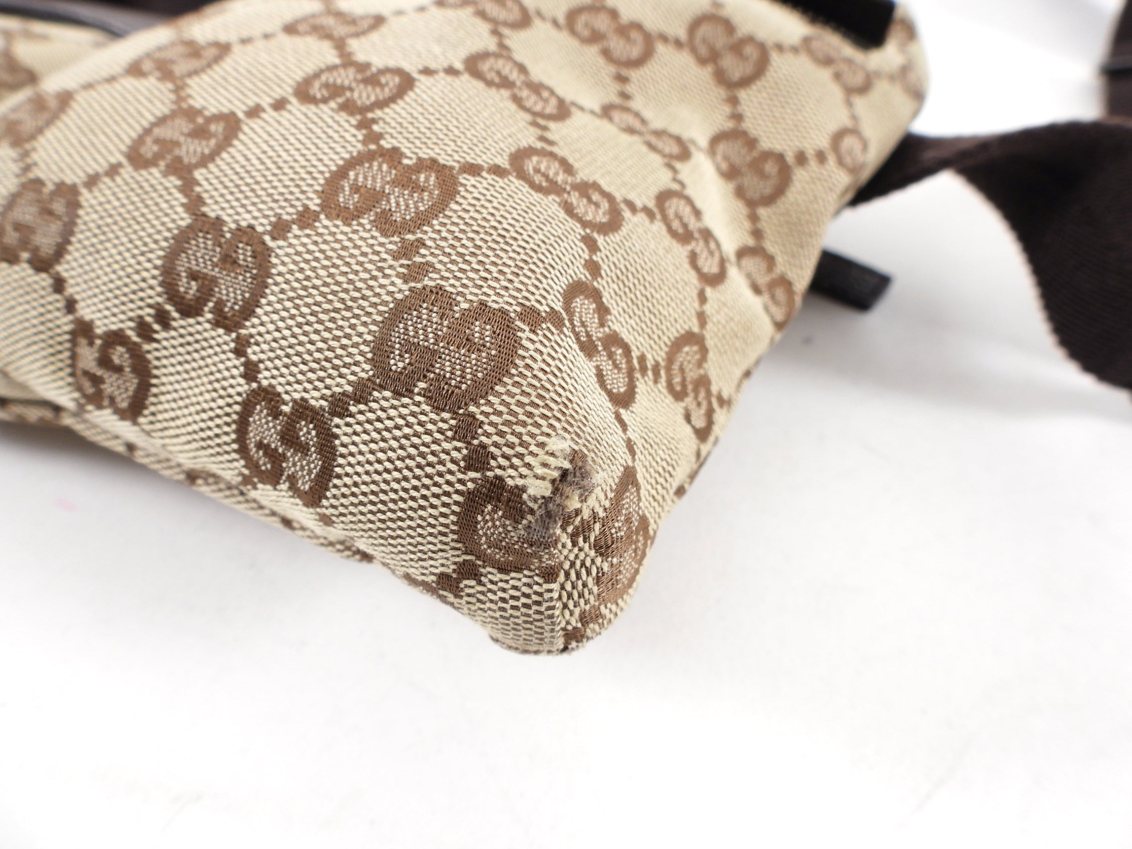 Gucci Brown Monogram Canvas and Leather Belt Bag