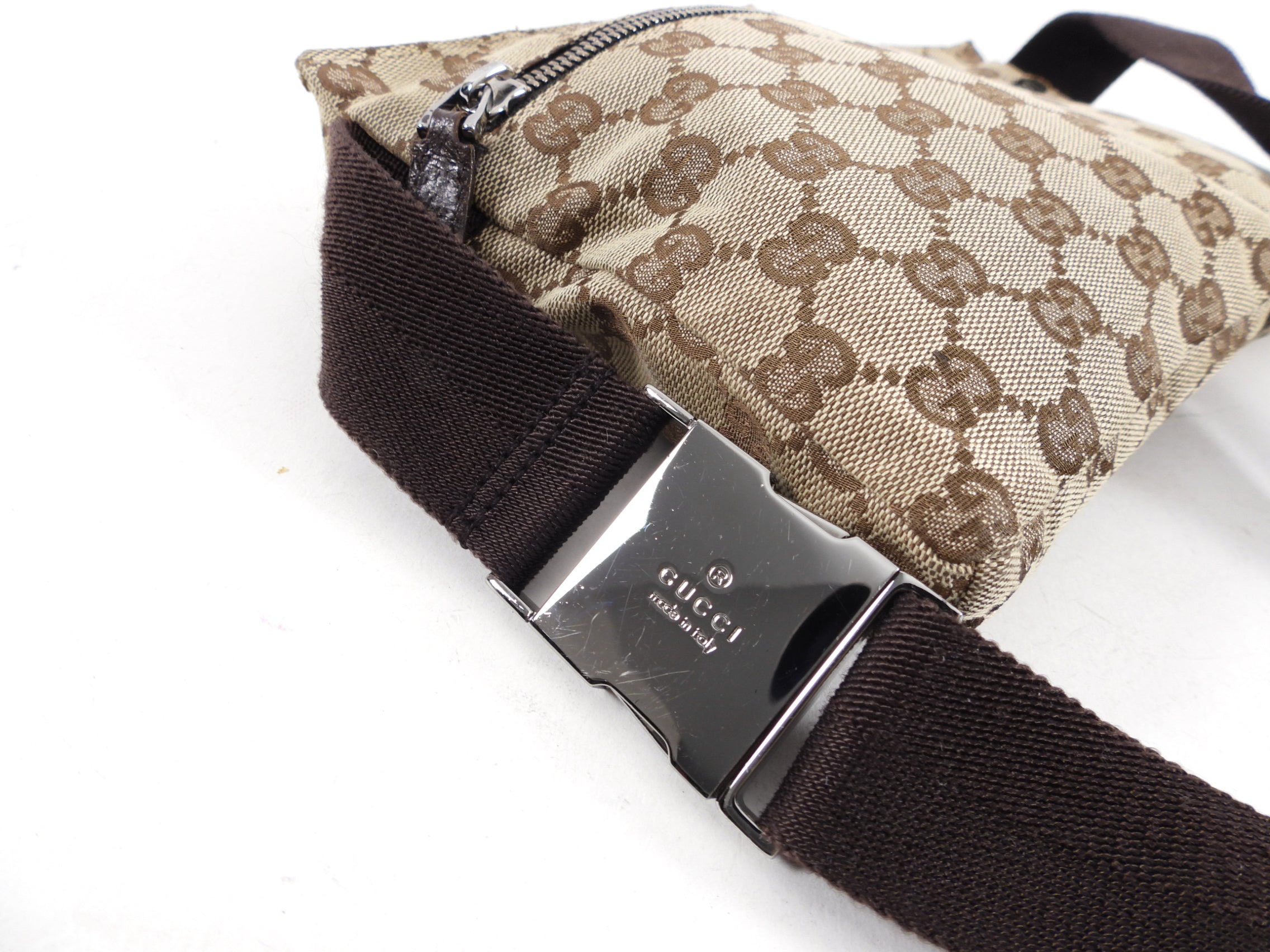 Gucci Brown Monogram Canvas and Leather Belt Bag