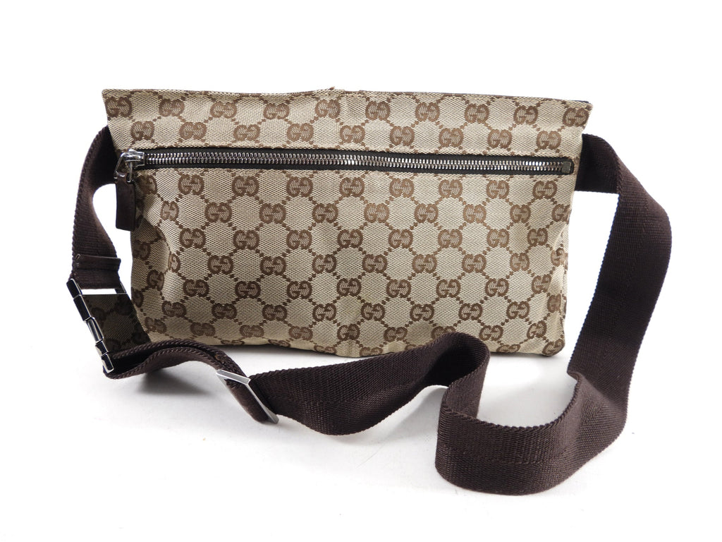 Gucci Brown Monogram Canvas and Leather Belt Bag