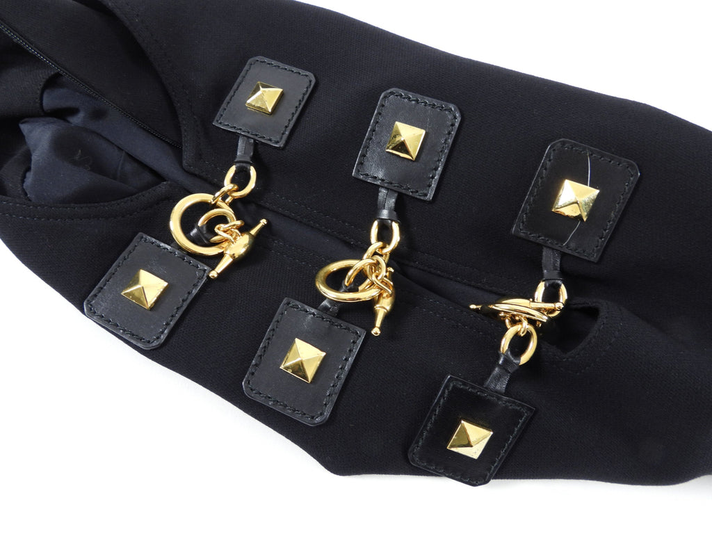 Gucci Black Wool Dress with Gold Horsebit Detail at Front - IT40 / USA 4
