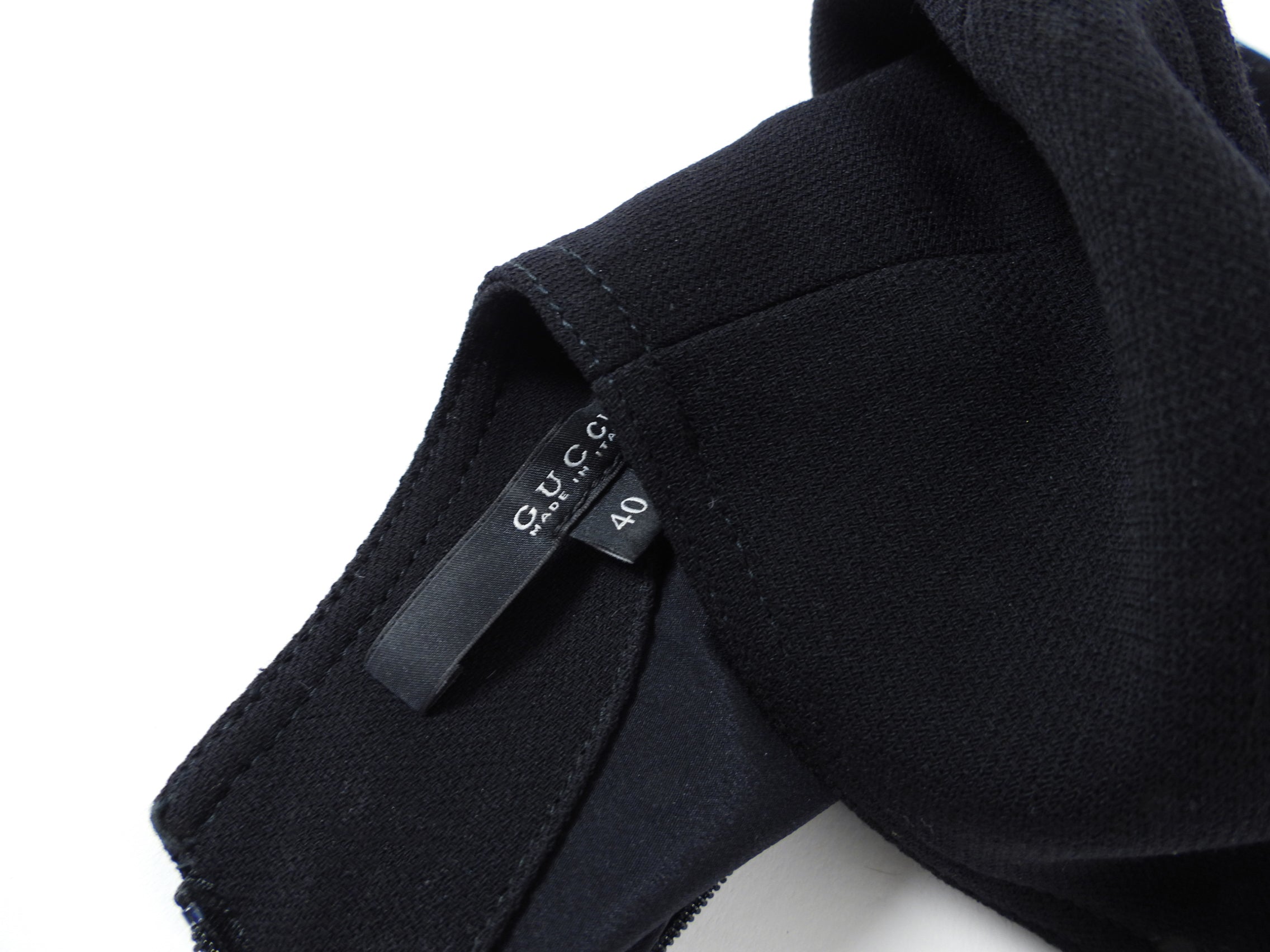 Gucci Black Wool Dress with Gold Horsebit Detail at Front - IT40 / USA 4
