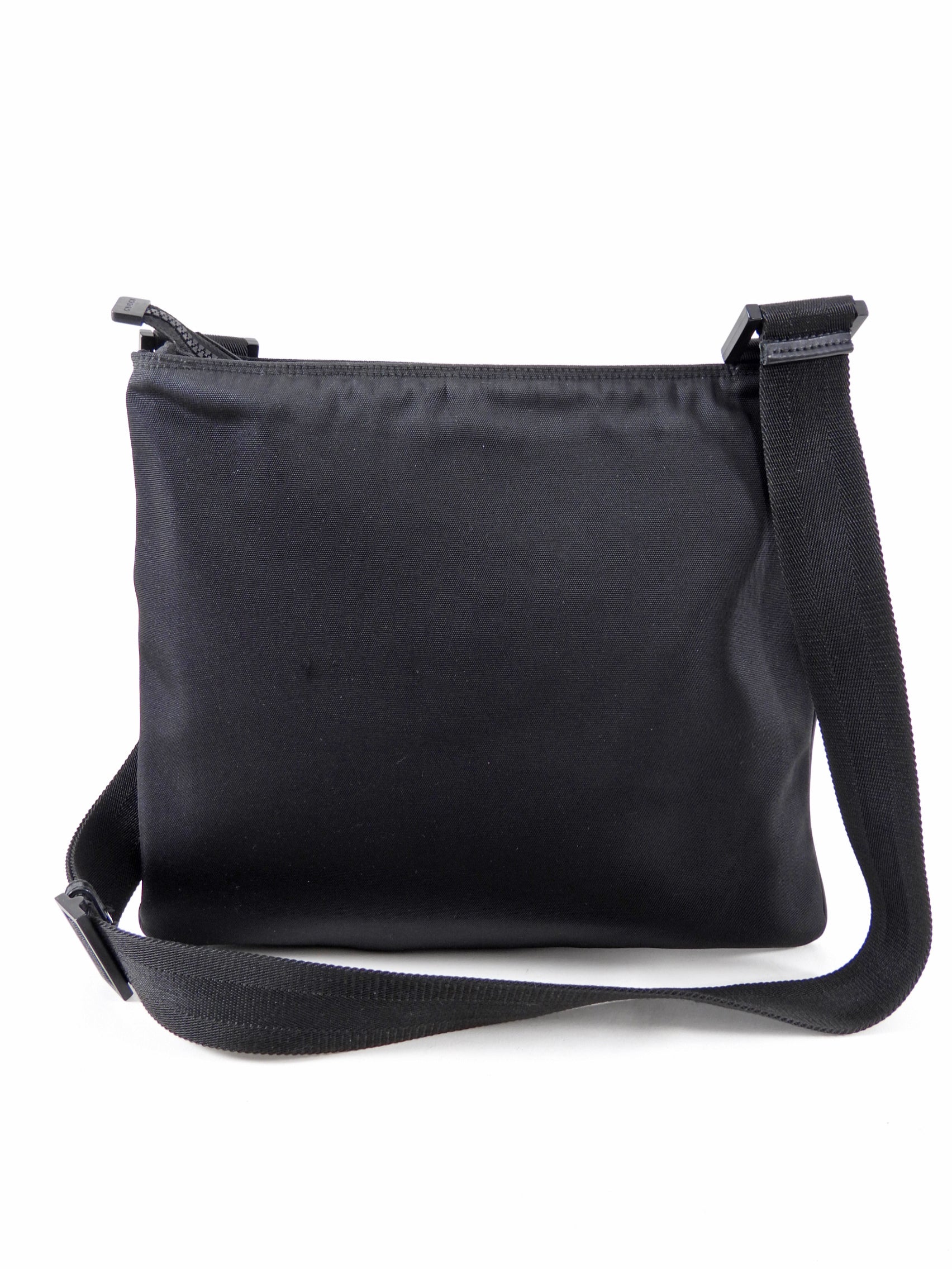 Gucci Black Nylon Web Stripe Messenger Crossbody Bag