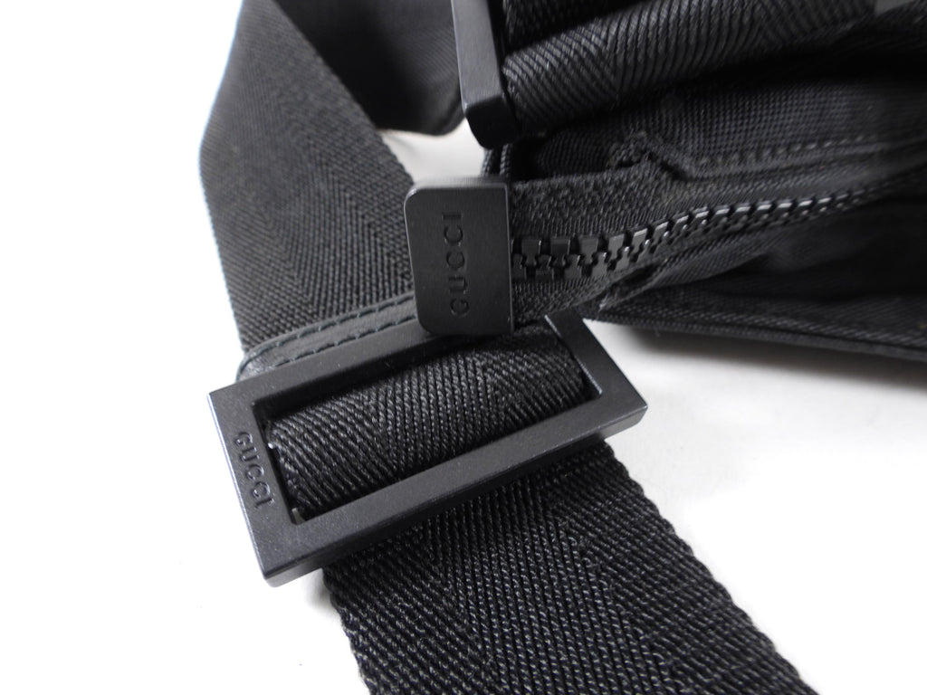 Gucci Black Nylon Web Stripe Messenger Crossbody Bag