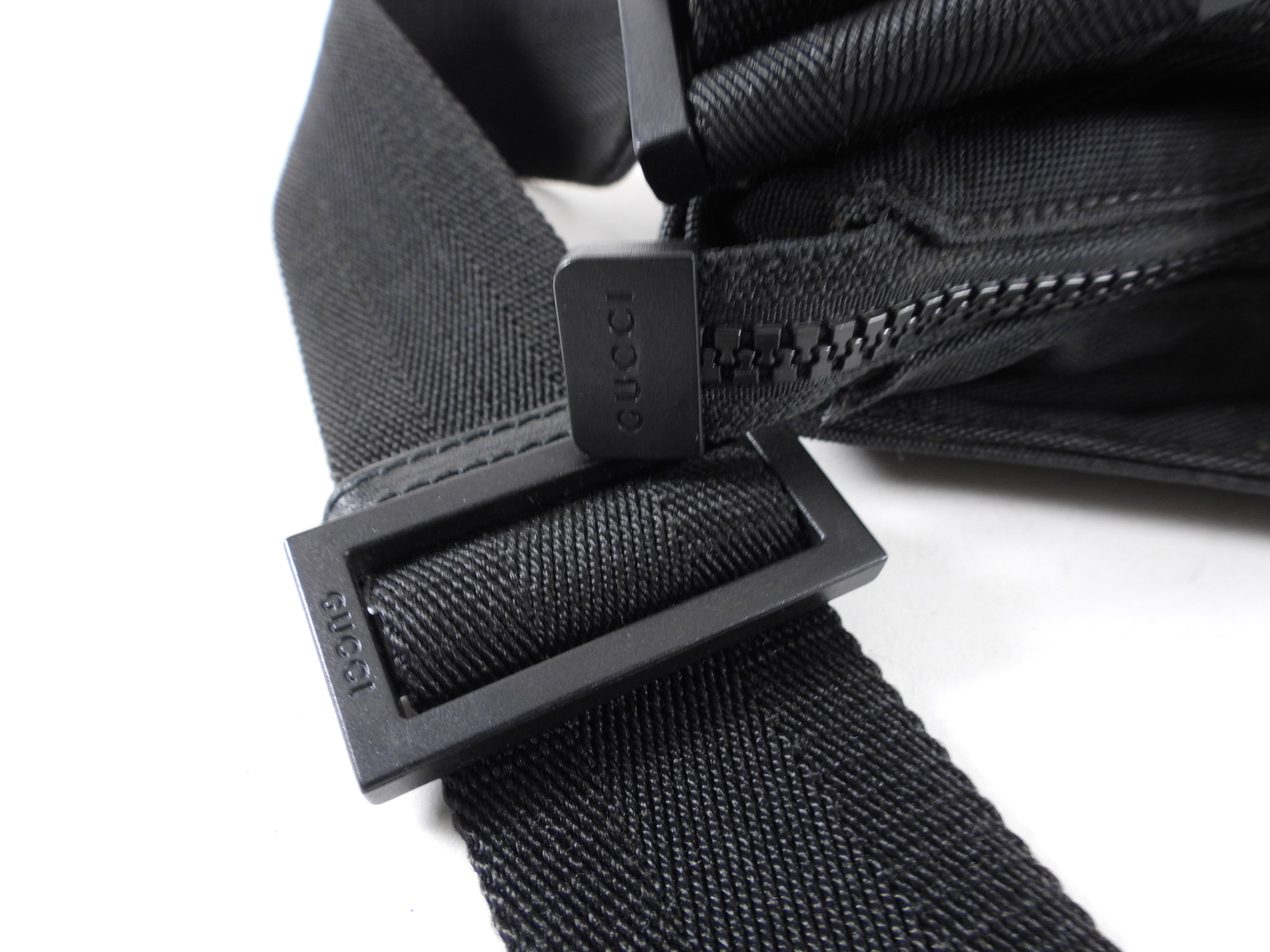 Gucci Black Nylon Web Stripe Messenger Crossbody Bag