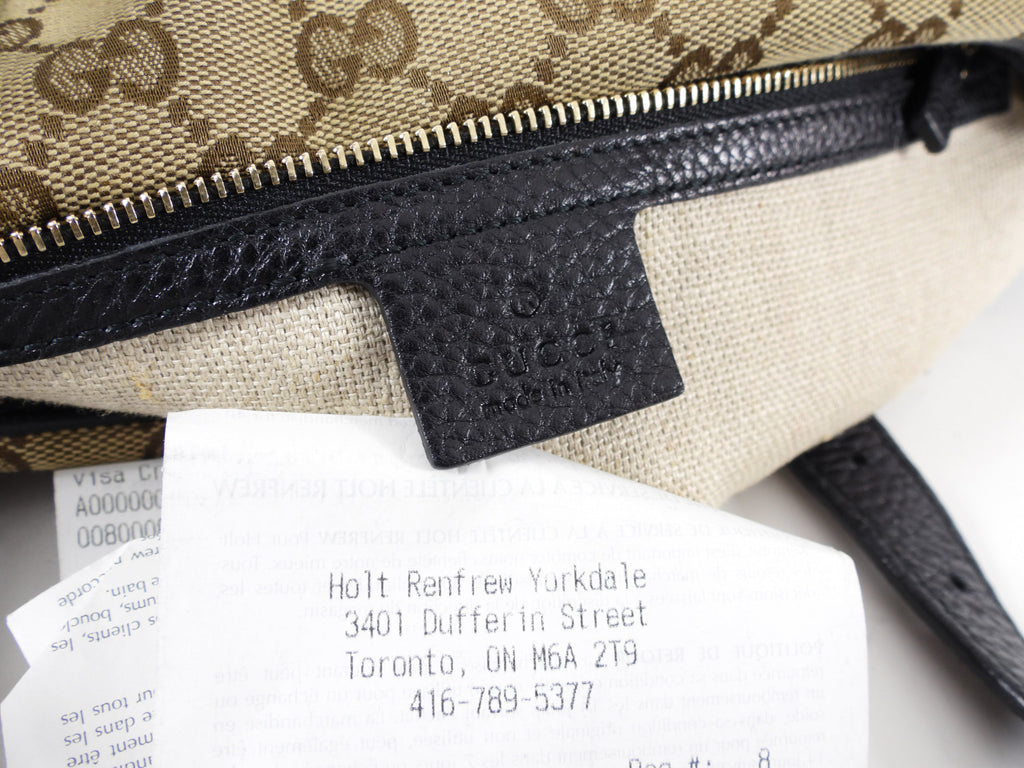 Gucci Monogram Canvas and Black Leather Two Way Bag with Shoulder Strap