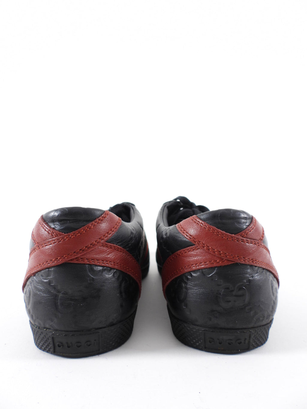 Gucci Black Guccissima Leather Sneakers with Web Stripe - 36
