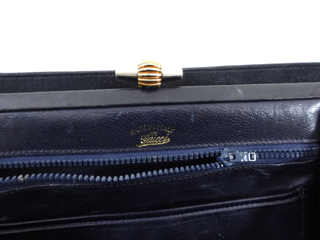 Gucci Vintage 1950's Black Suede Hand Bag