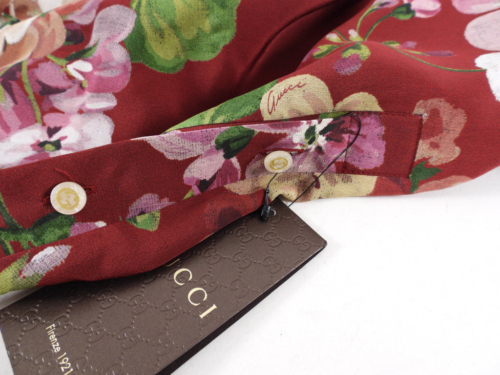 Gucci Blooms Red Silk Floral Shift Dress - XS / 0