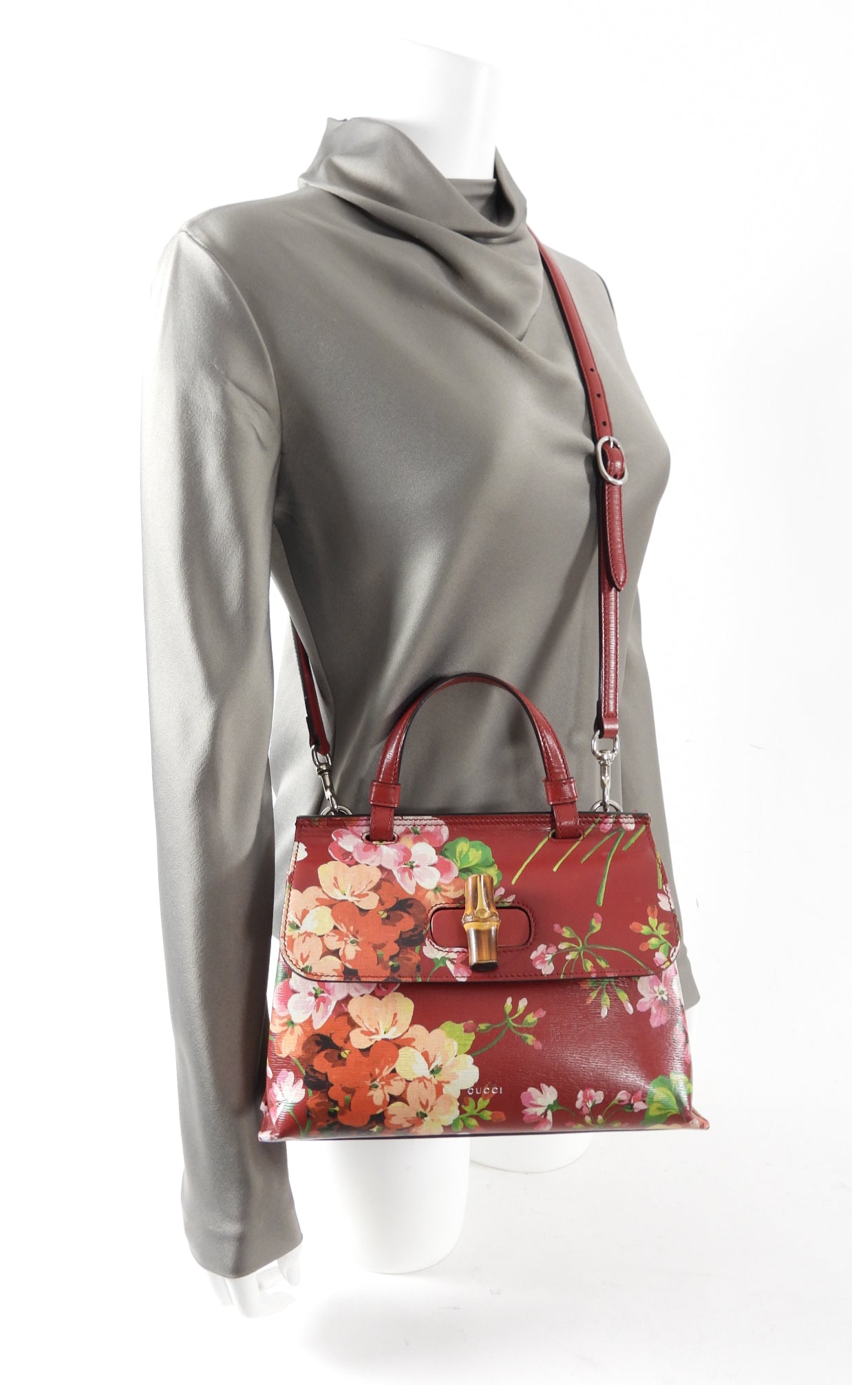 Gucci Blooms Daily Top Handle Two-Way Red Floral Bag