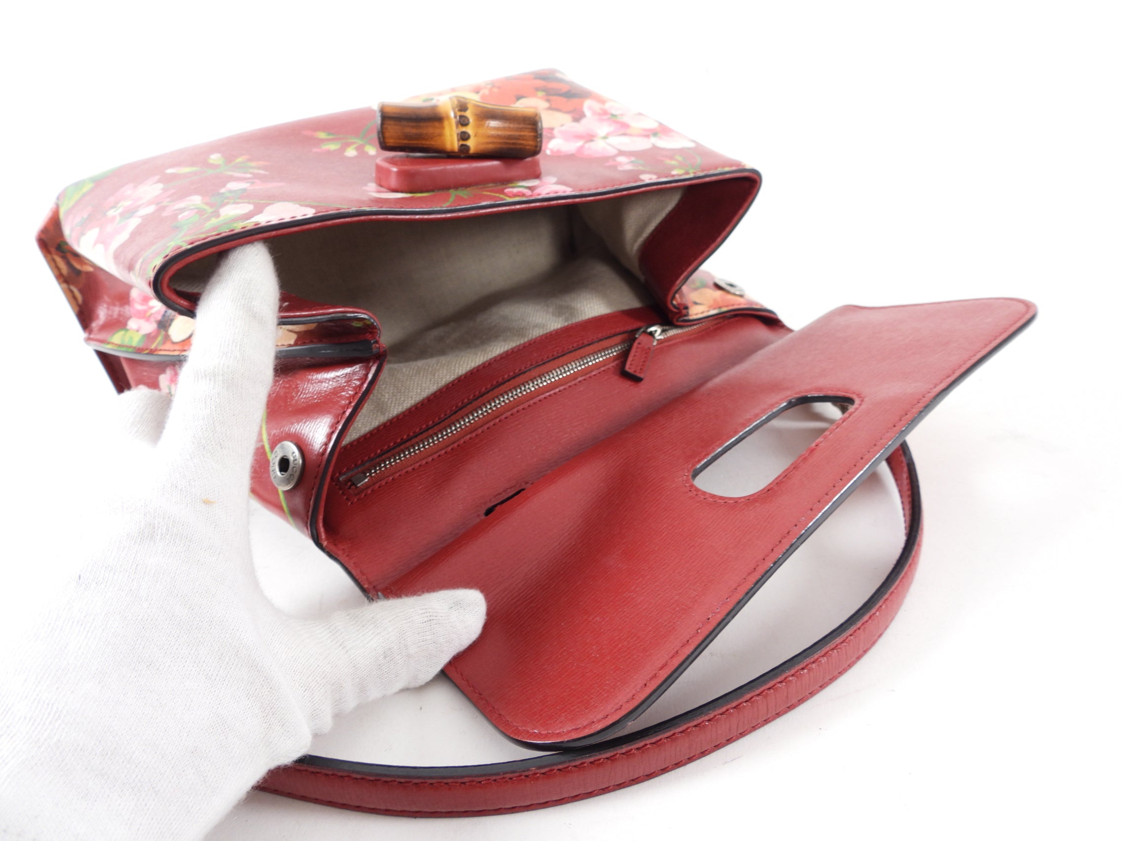 Gucci Blooms Daily Top Handle Two-Way Red Floral Bag