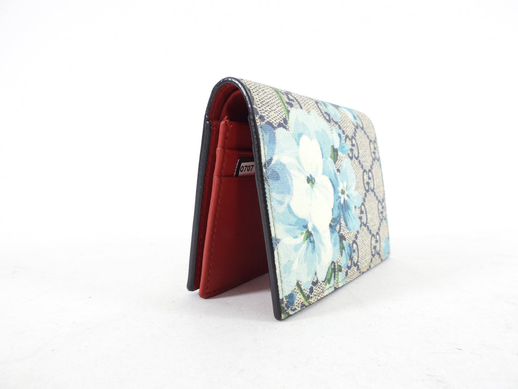 Gucci Blooms Supreme Blue and Red Floral Bifold Wallet