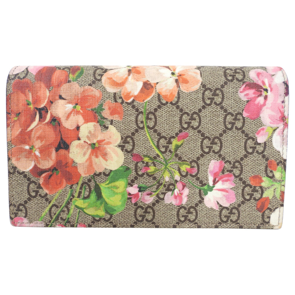 Gucci Blooms Monogram Supreme Pink Floral Wallet on Chain