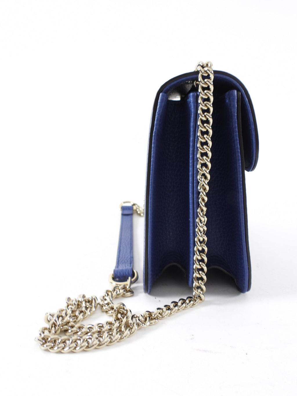 Gucci Blue Leather Small Dollar Interlocking G Chain Flap Bag