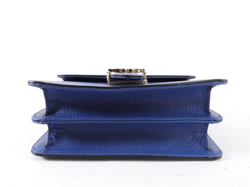 Gucci Blue Leather Small Dollar Interlocking G Chain Flap Bag