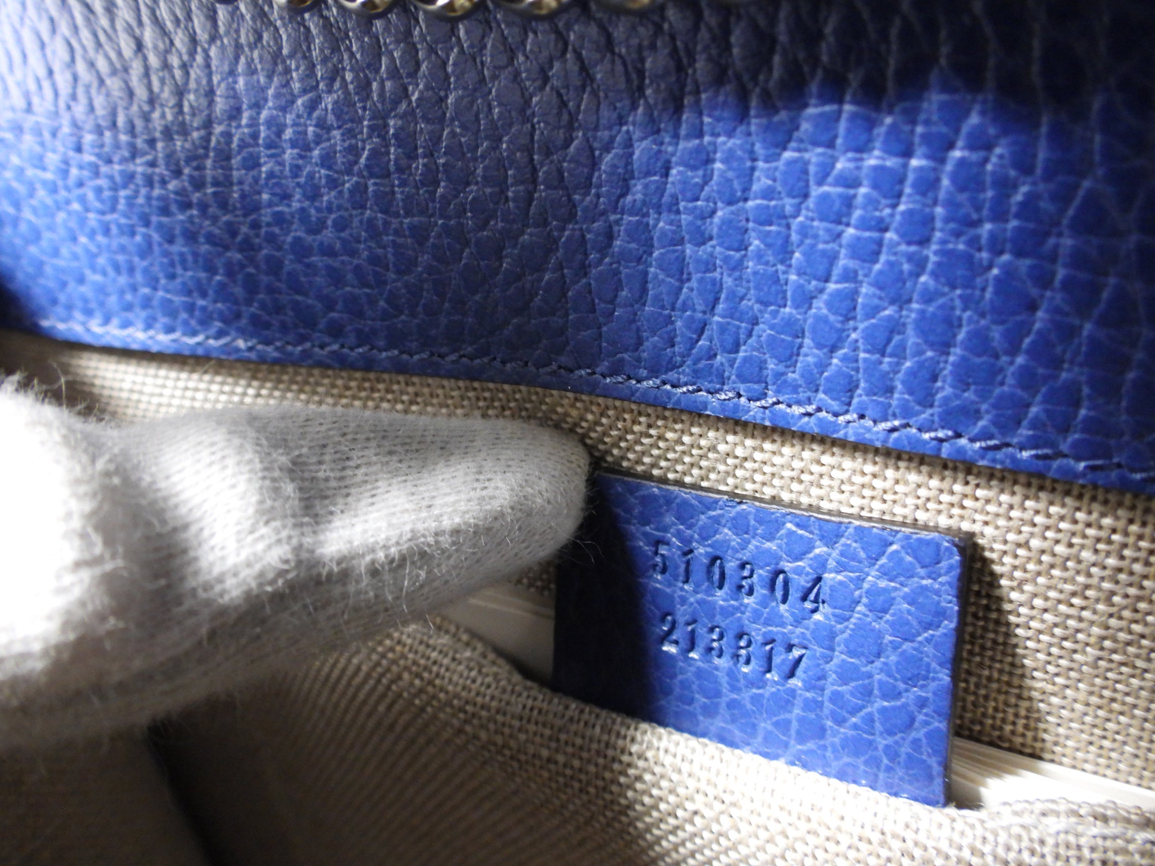 Gucci Blue Leather Small Dollar Interlocking G Chain Flap Bag