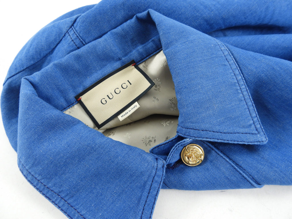 Gucci Blue Short Sleeve Jacket with Web Stripe - IT44 / USA 8
