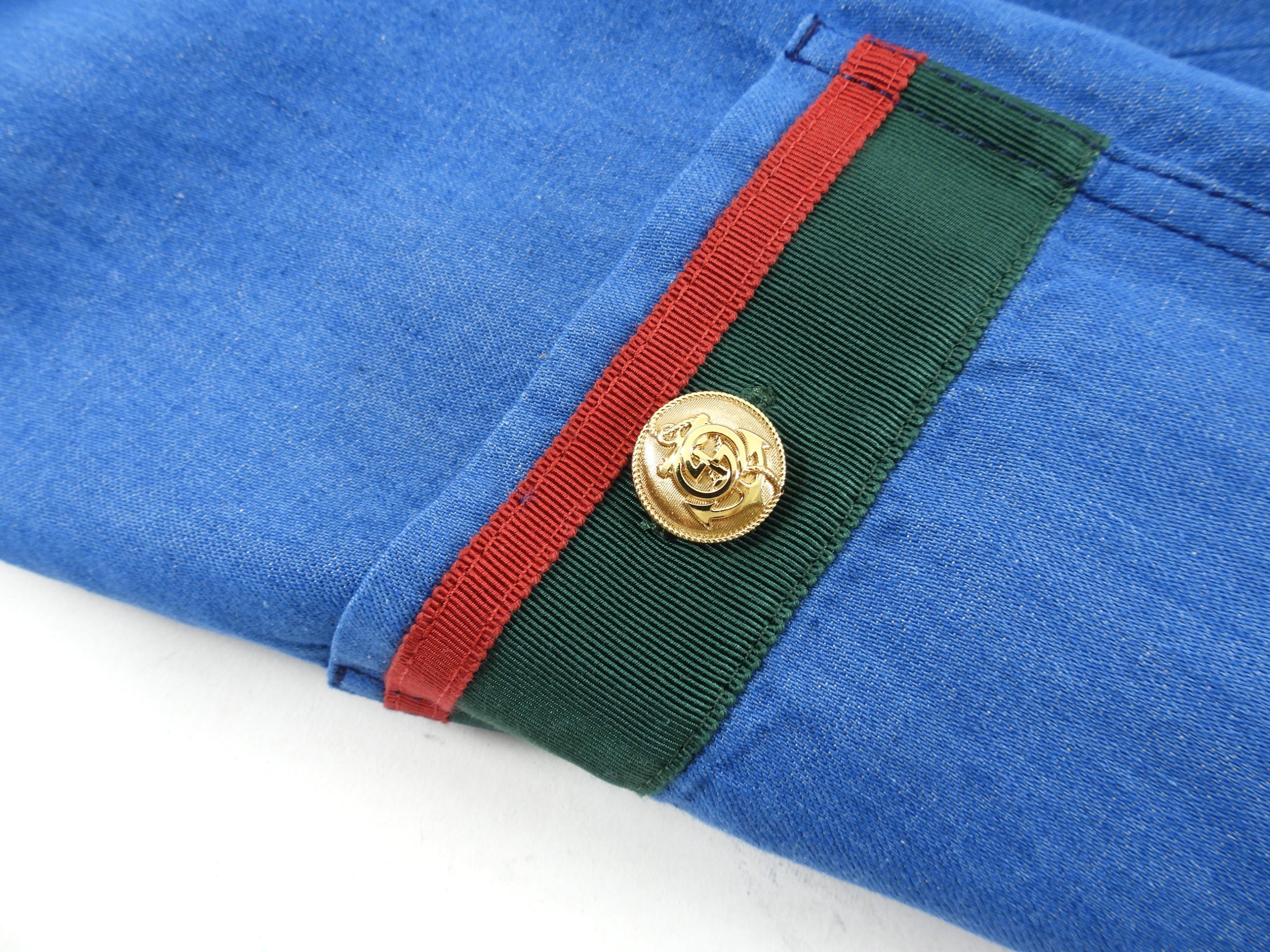 Gucci Blue Short Sleeve Jacket with Web Stripe - IT44 / USA 8