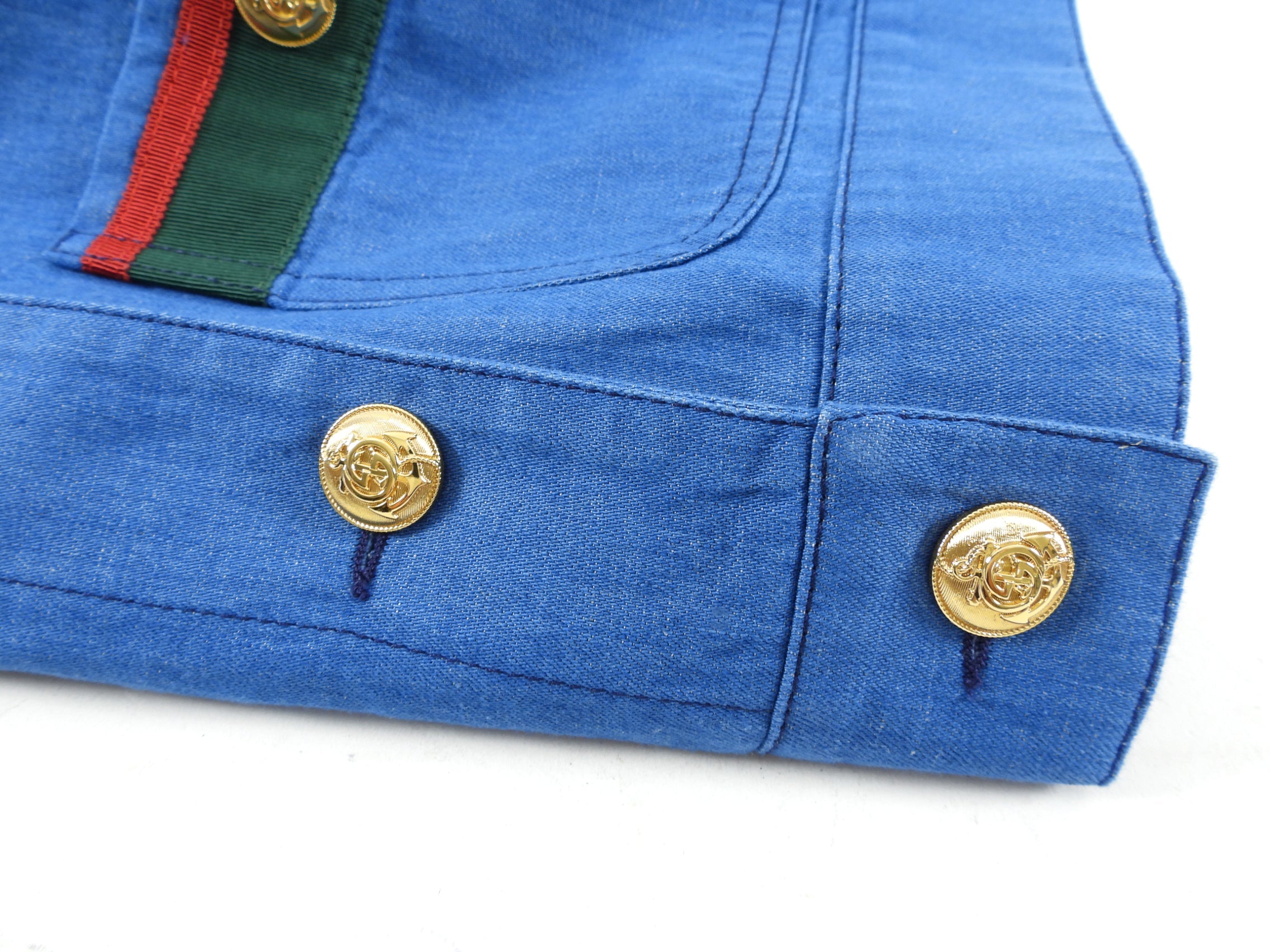 Gucci Blue Short Sleeve Jacket with Web Stripe - IT44 / USA 8
