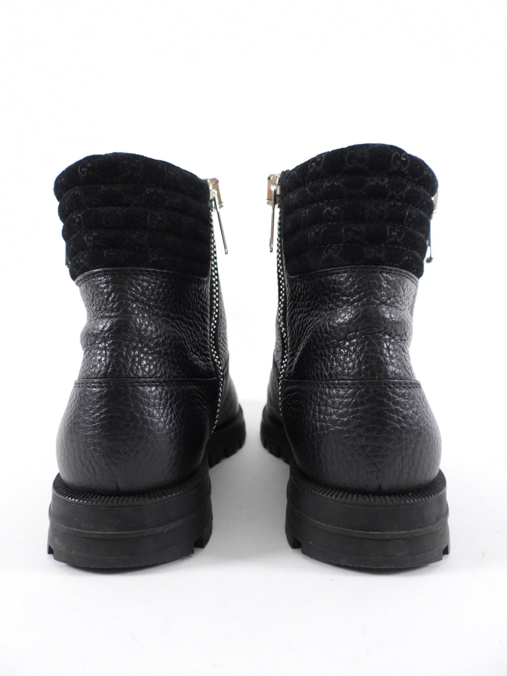 Gucci Black Grained Leather Ankle Boot - 38.5