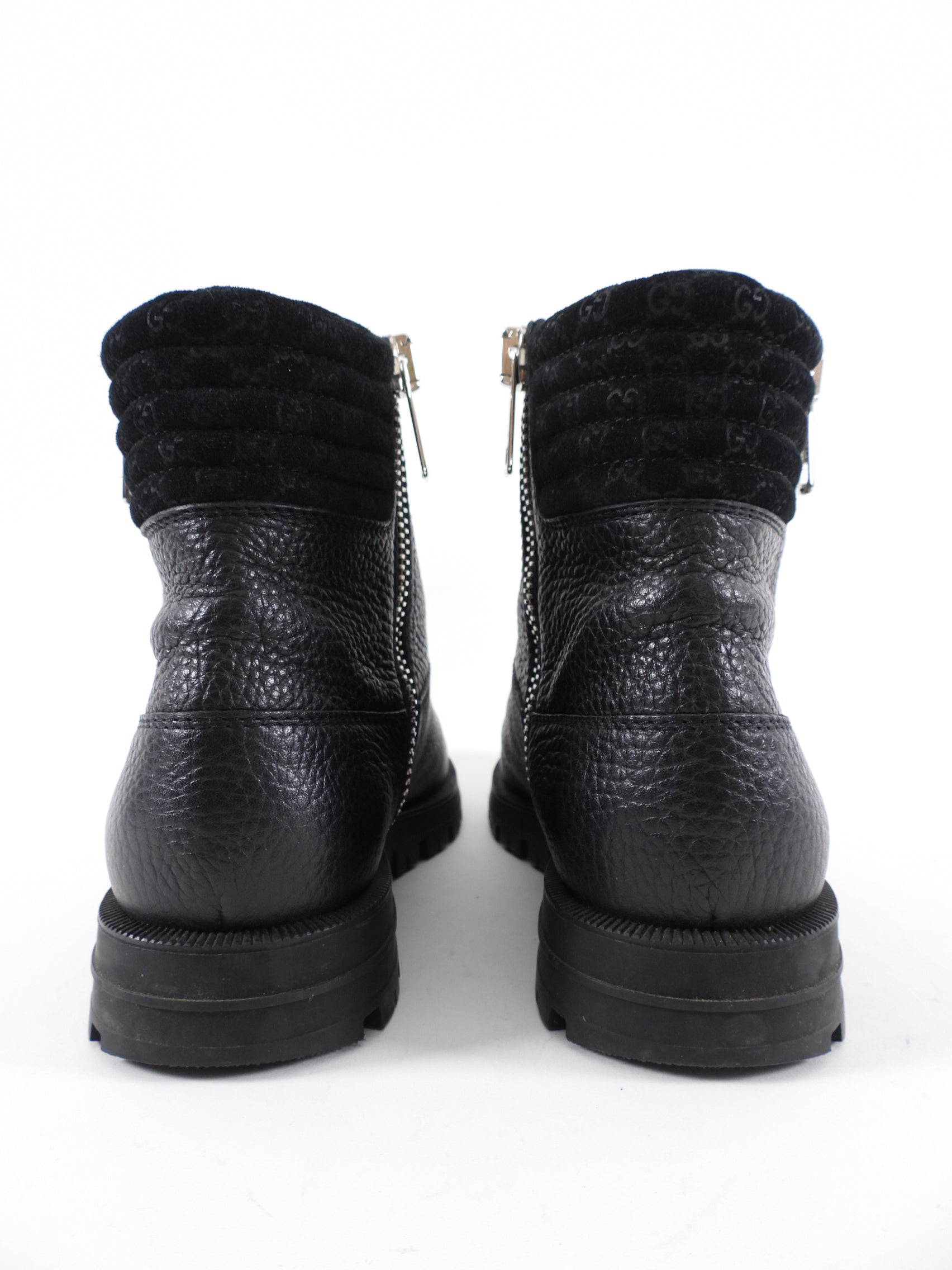Gucci Black Grained Leather Ankle Boot - 38.5