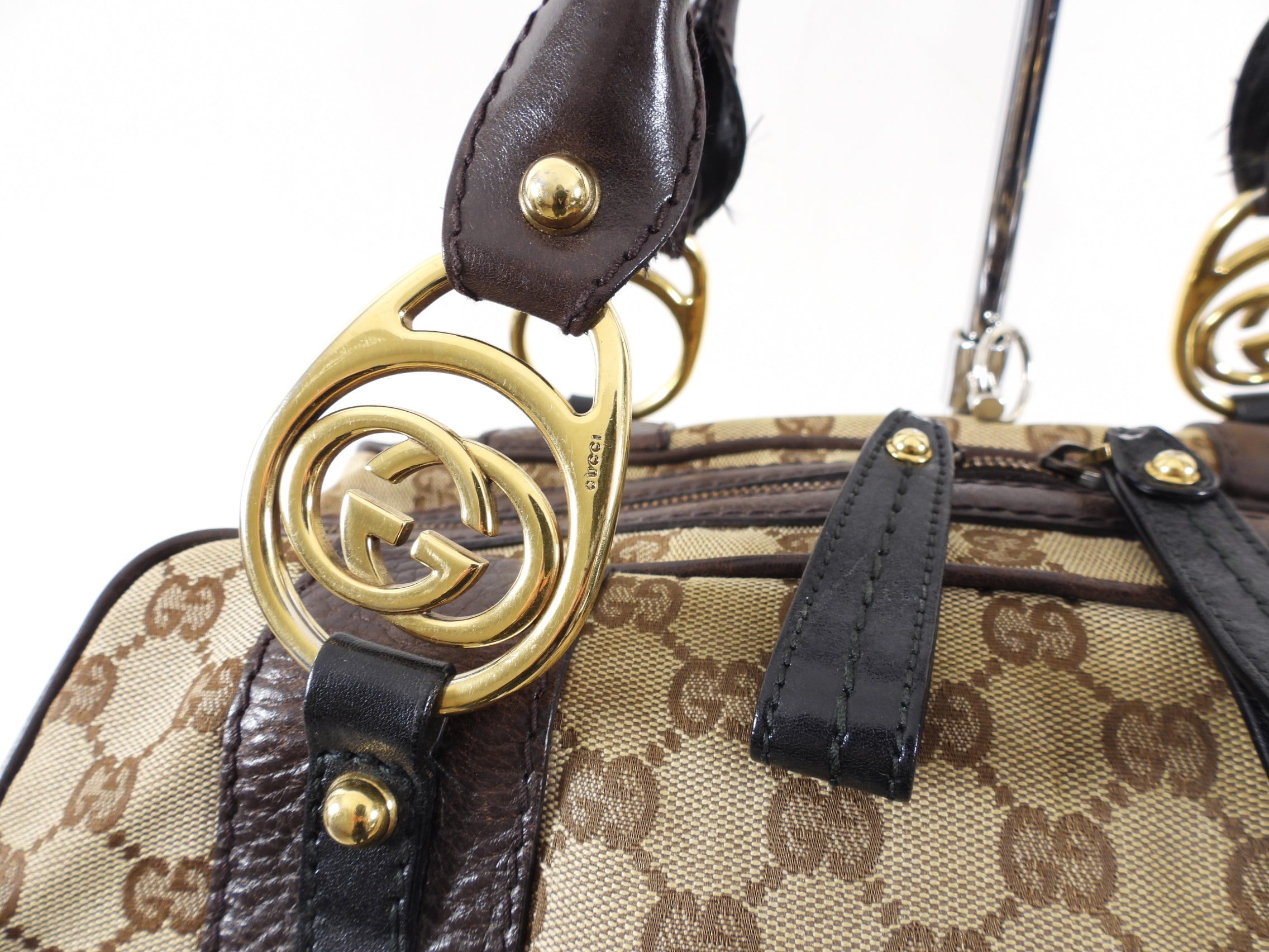Gucci Monogram Canvas Interlocking Icon Medium Boston Bag