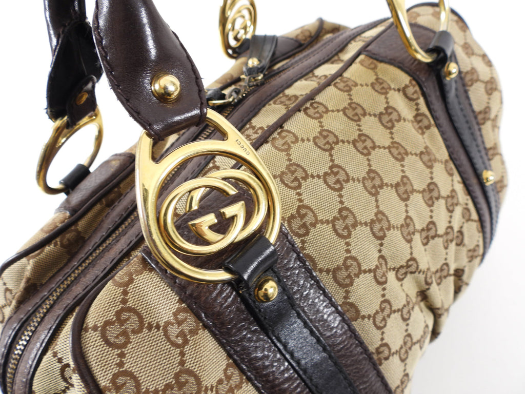 Gucci Monogram Canvas Interlocking Icon Medium Boston Bag