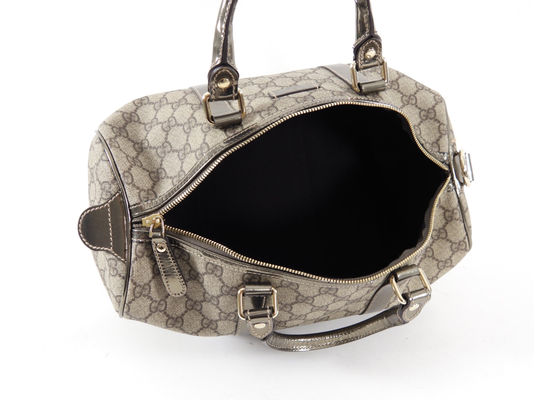 Gucci Monogram Supreme Boston Joy Pewter Bag