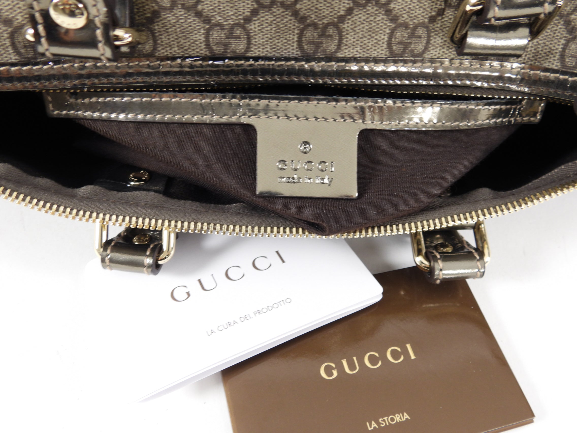 Gucci Monogram Supreme Boston Joy Pewter Bag