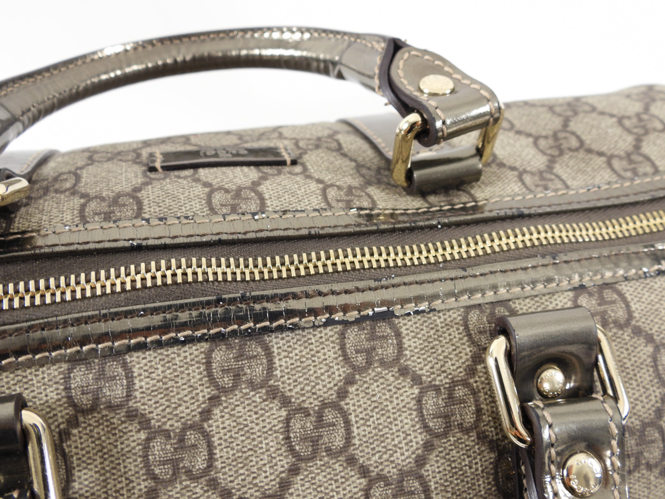 Gucci Monogram Supreme Boston Joy Pewter Bag