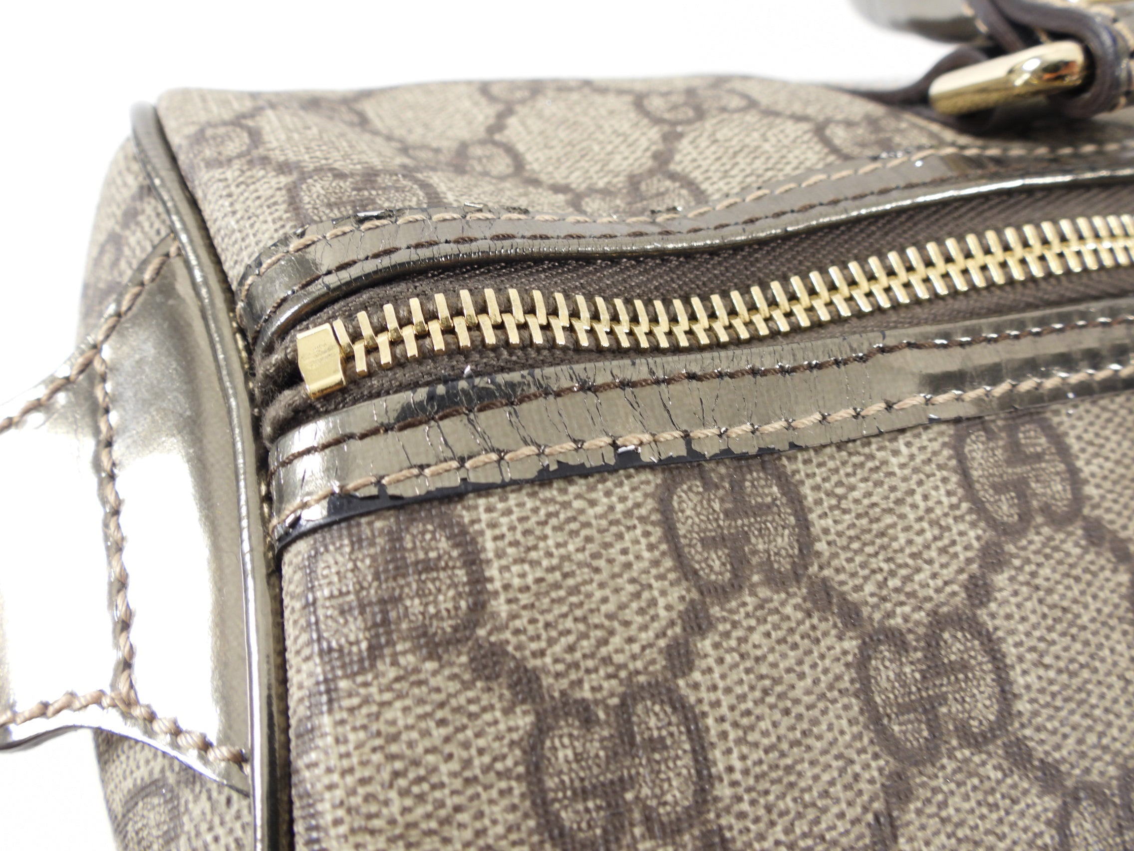 Gucci Monogram Supreme Boston Joy Pewter Bag