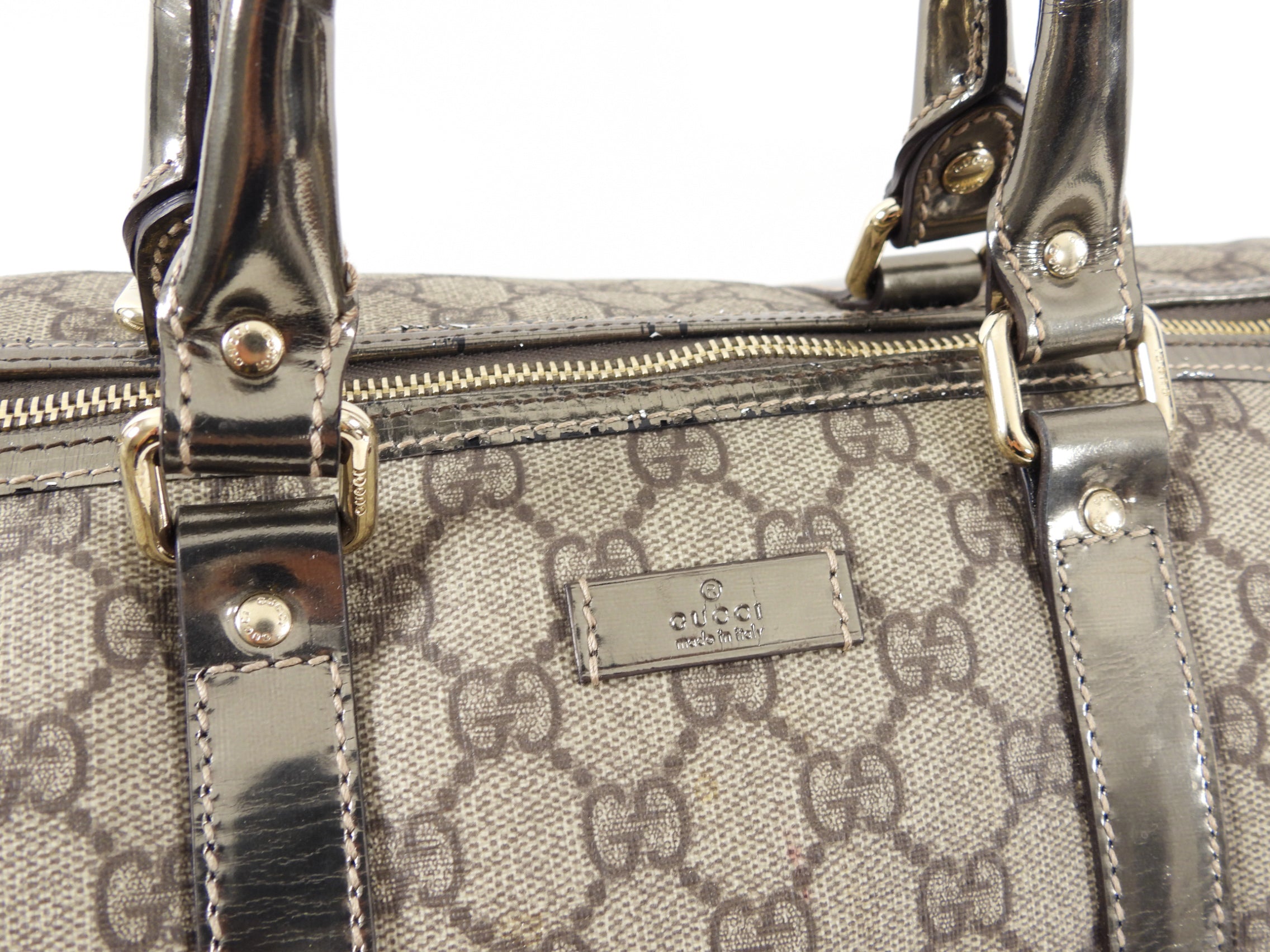 Gucci Monogram Supreme Boston Joy Pewter Bag