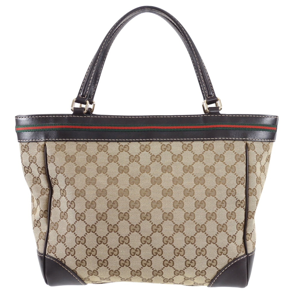 Gucci Monogram Mayfair Web Stripe Bow Tote Bag